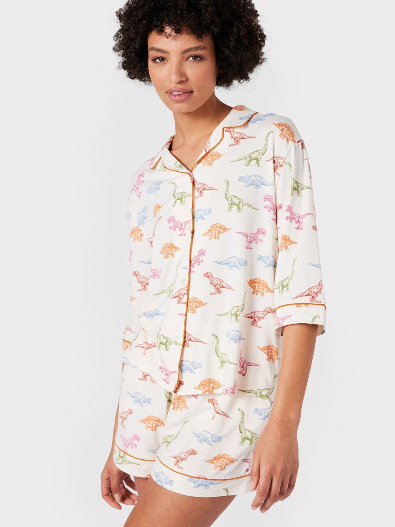 chelsea-peers-dinosaur-print-short-pyjama-setback
