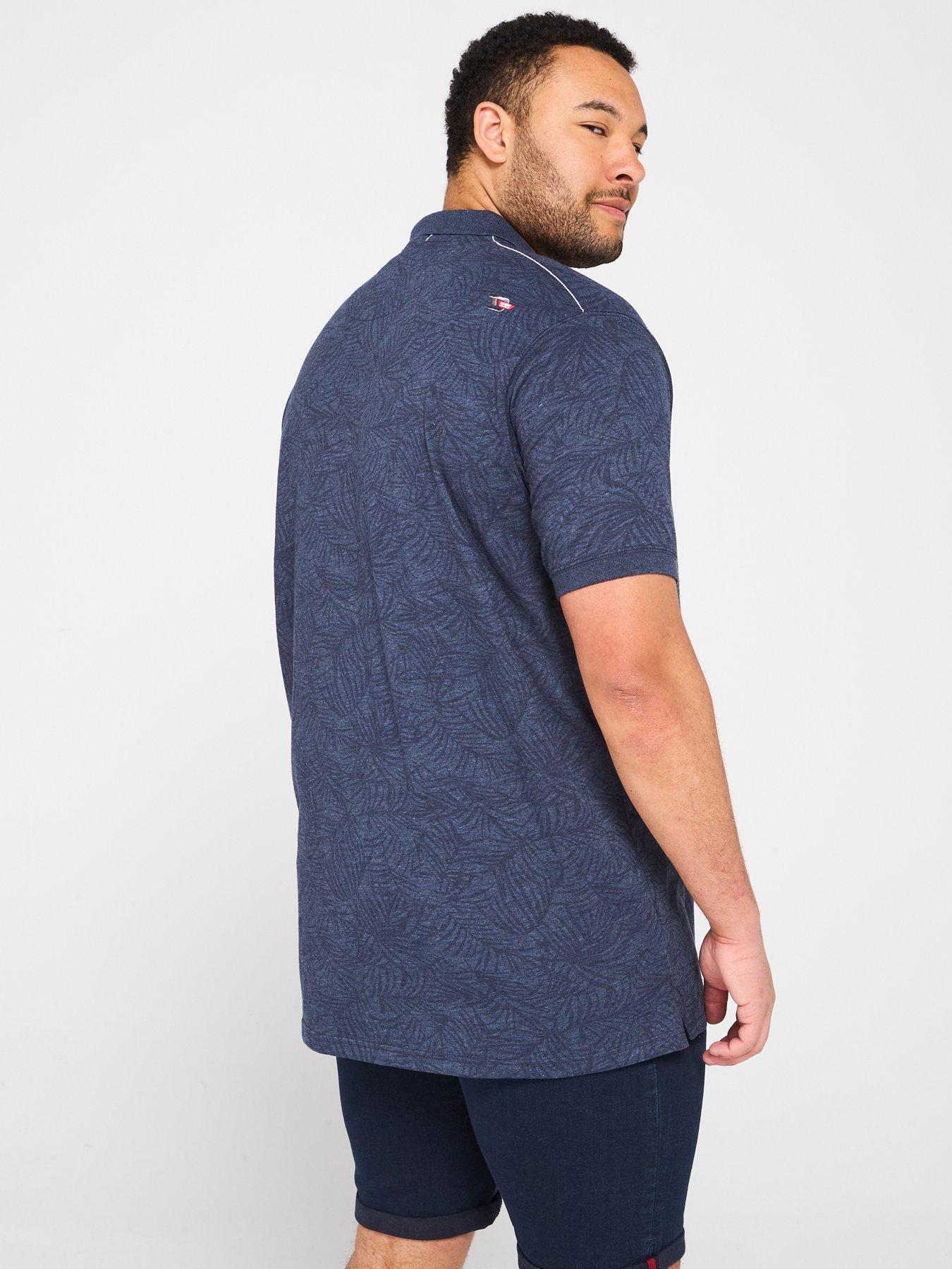 Image 2 of 4 of D555 Leaf Print Short Sleeve Polo Shirt - Blue