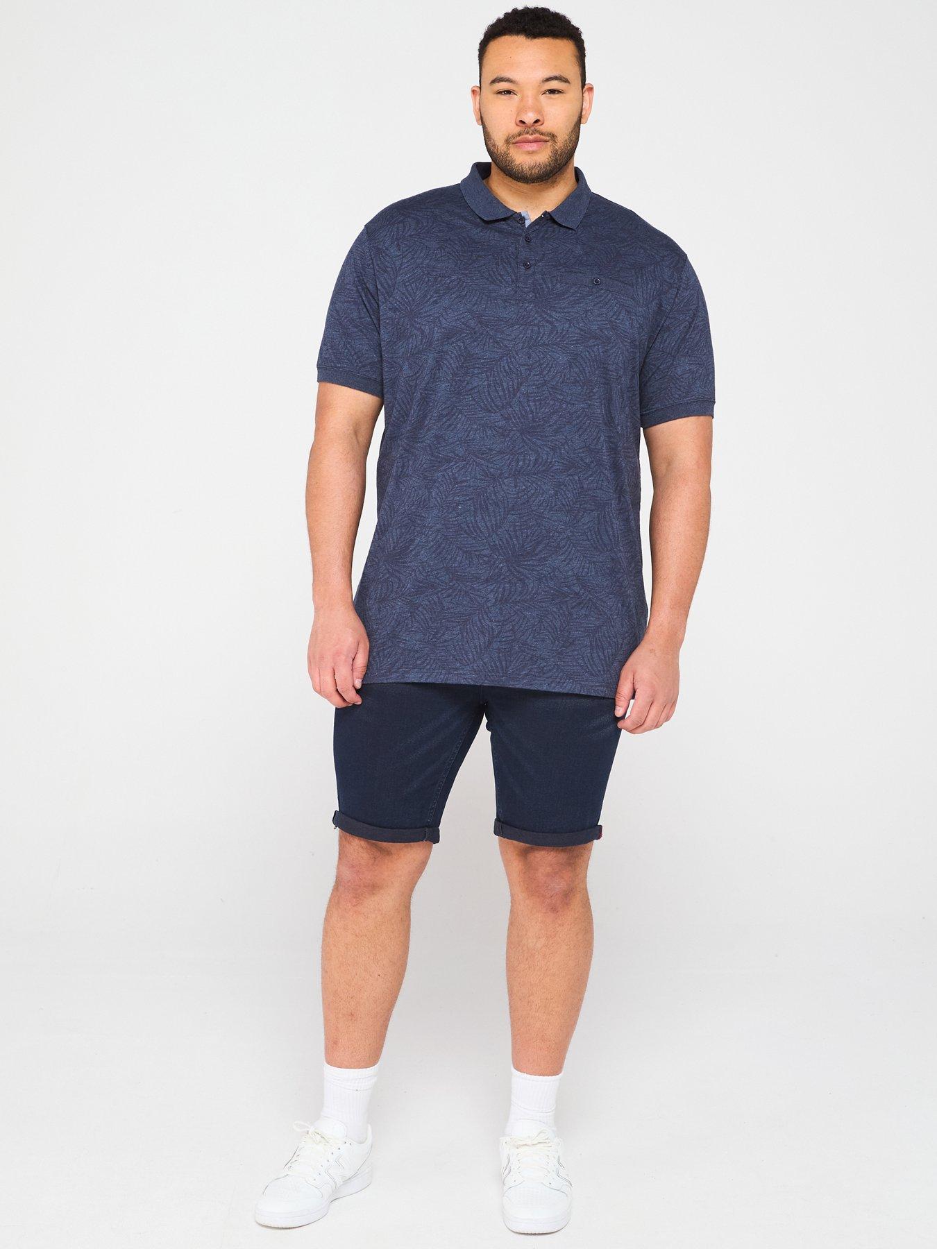 Image 3 of 4 of D555 Leaf Print Short Sleeve Polo Shirt - Blue