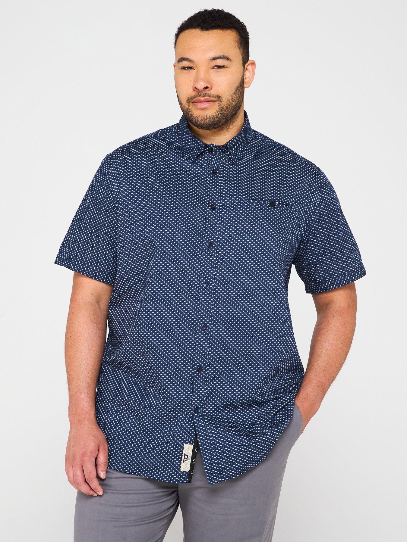 Image 1 of 4 of D555 Short Sleeve Micro Print Shirt - Navy