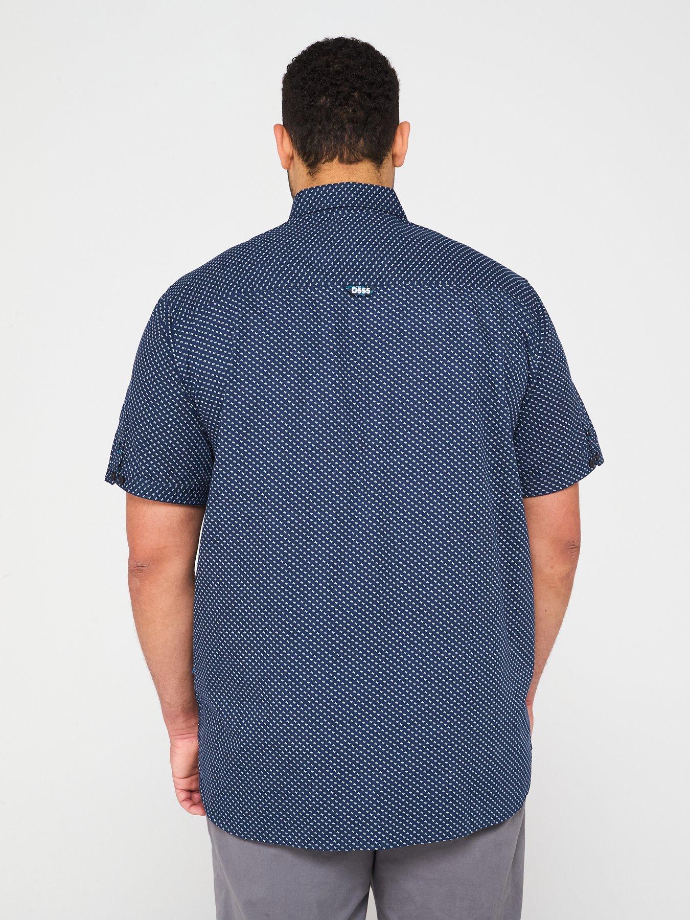 Image 2 of 4 of D555 Short Sleeve Micro Print Shirt - Navy
