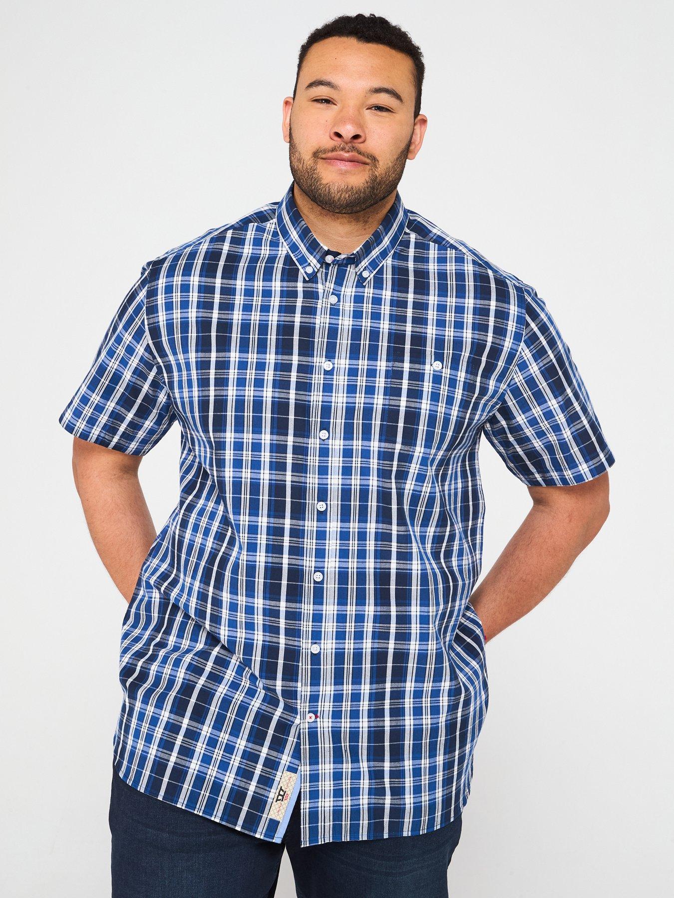 undefined Check Button Down Collar Short Sleeve Shirt - Navy