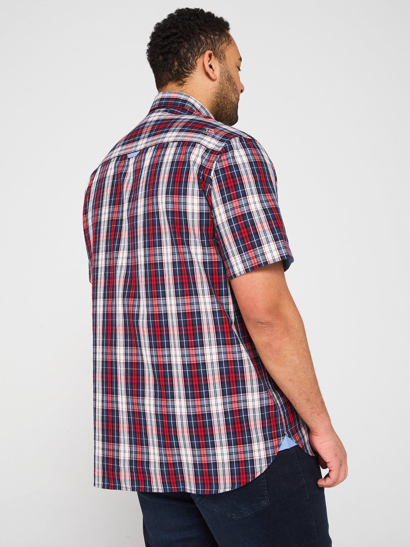 d555-check-button-down-collar-short-sleeve-shirt-redstillFront