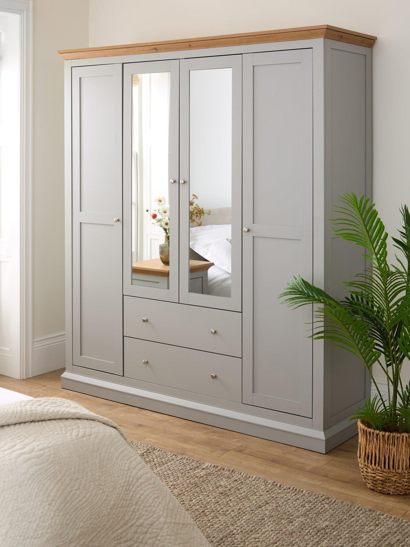 Very Home Hanna 4 Door, 2 Drawer Mirrored Combi Wardrobe
