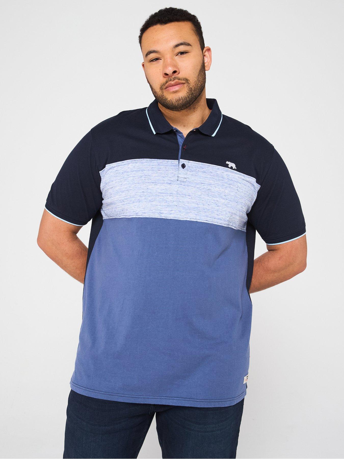 d555-cut-and-sew-polo-shirt-with-jacquard-collar-navy