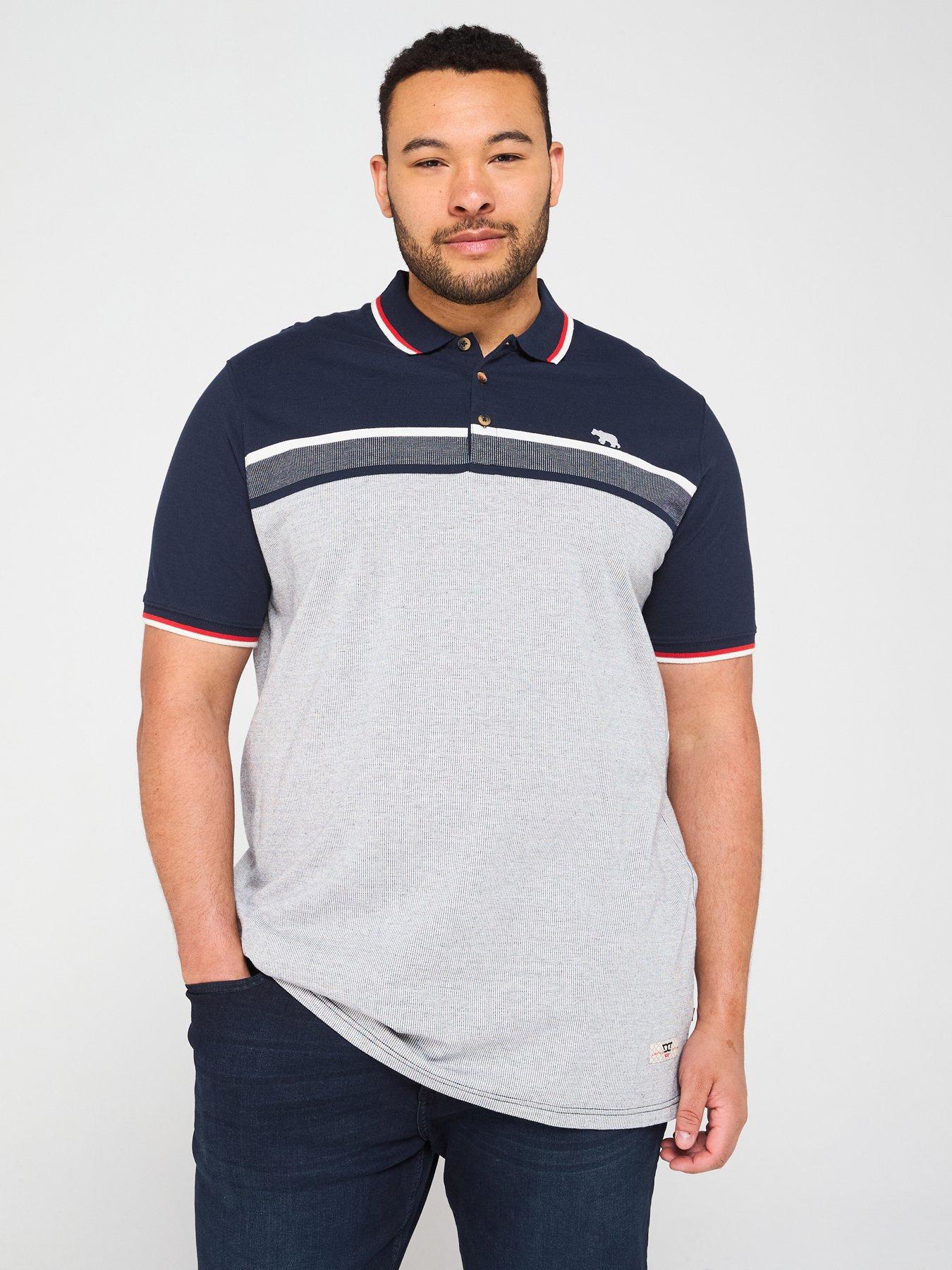 Image 1 of 4 of D555 Stripe Jacquard Polo Shirt - Navy