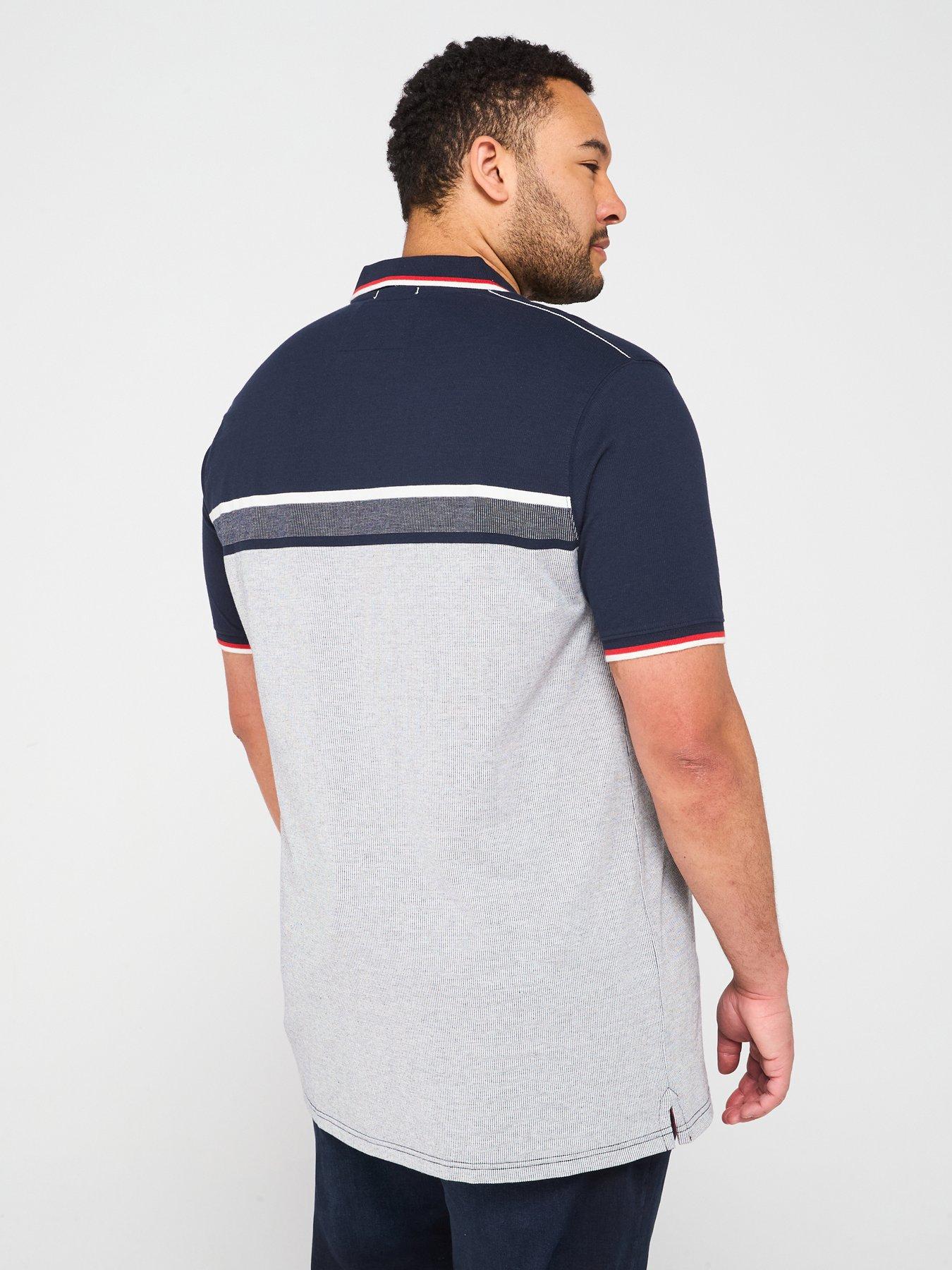 Image 2 of 4 of D555 Stripe Jacquard Polo Shirt - Navy