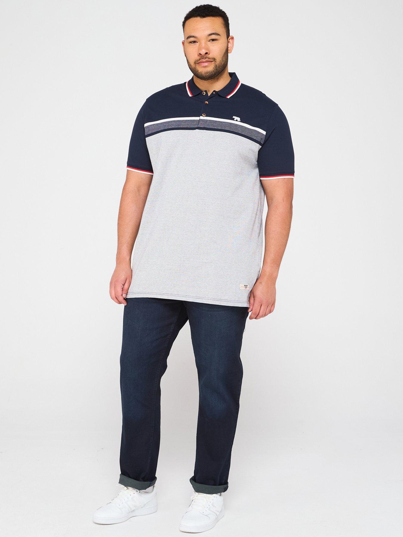 Image 3 of 4 of D555 Stripe Jacquard Polo Shirt - Navy