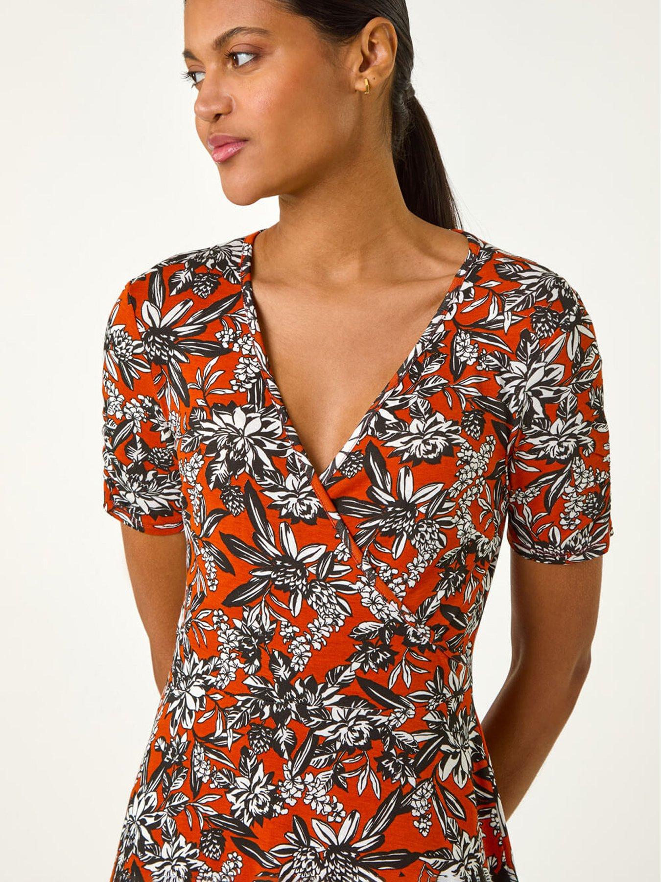 roman-floral-print-v-neck-wrap-stretch-dress-rustoutfit