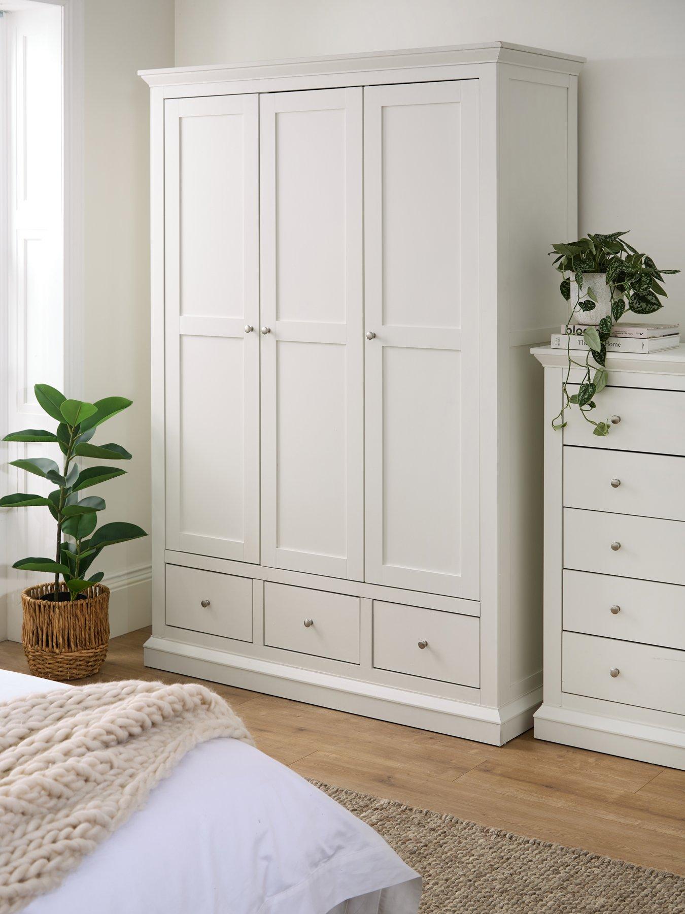 Very Home Hanna 3 Door, 3 Drawer Wardrobe - White