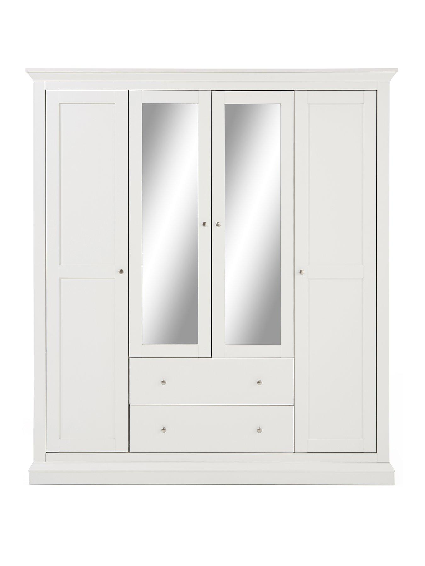 Image 2 of 7 of The Very Collection Hanna 4 Door, 2 Drawer Mirrored Combi Wardrobe - White