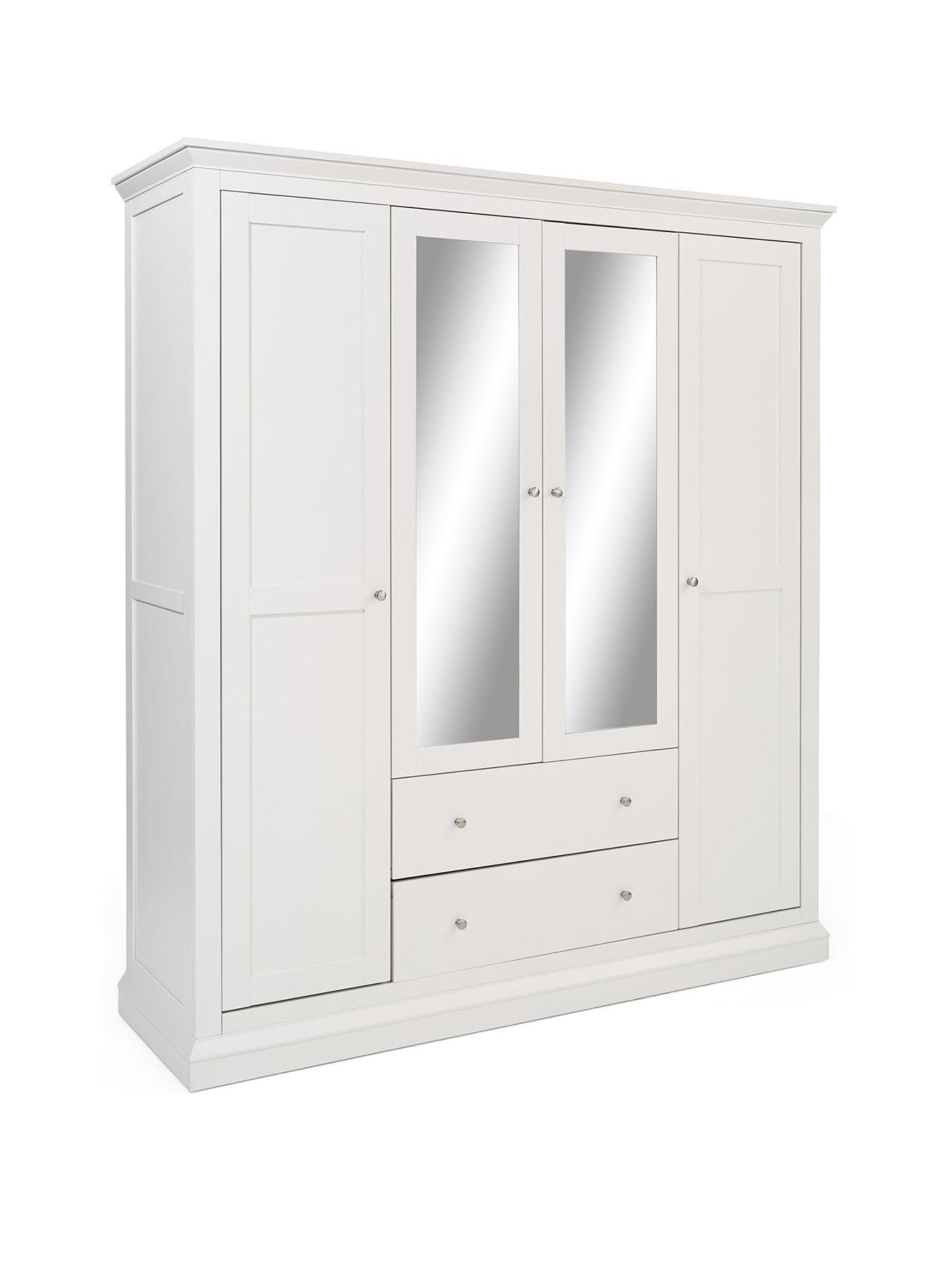Image 3 of 7 of The Very Collection Hanna 4 Door, 2 Drawer Mirrored Combi Wardrobe - White