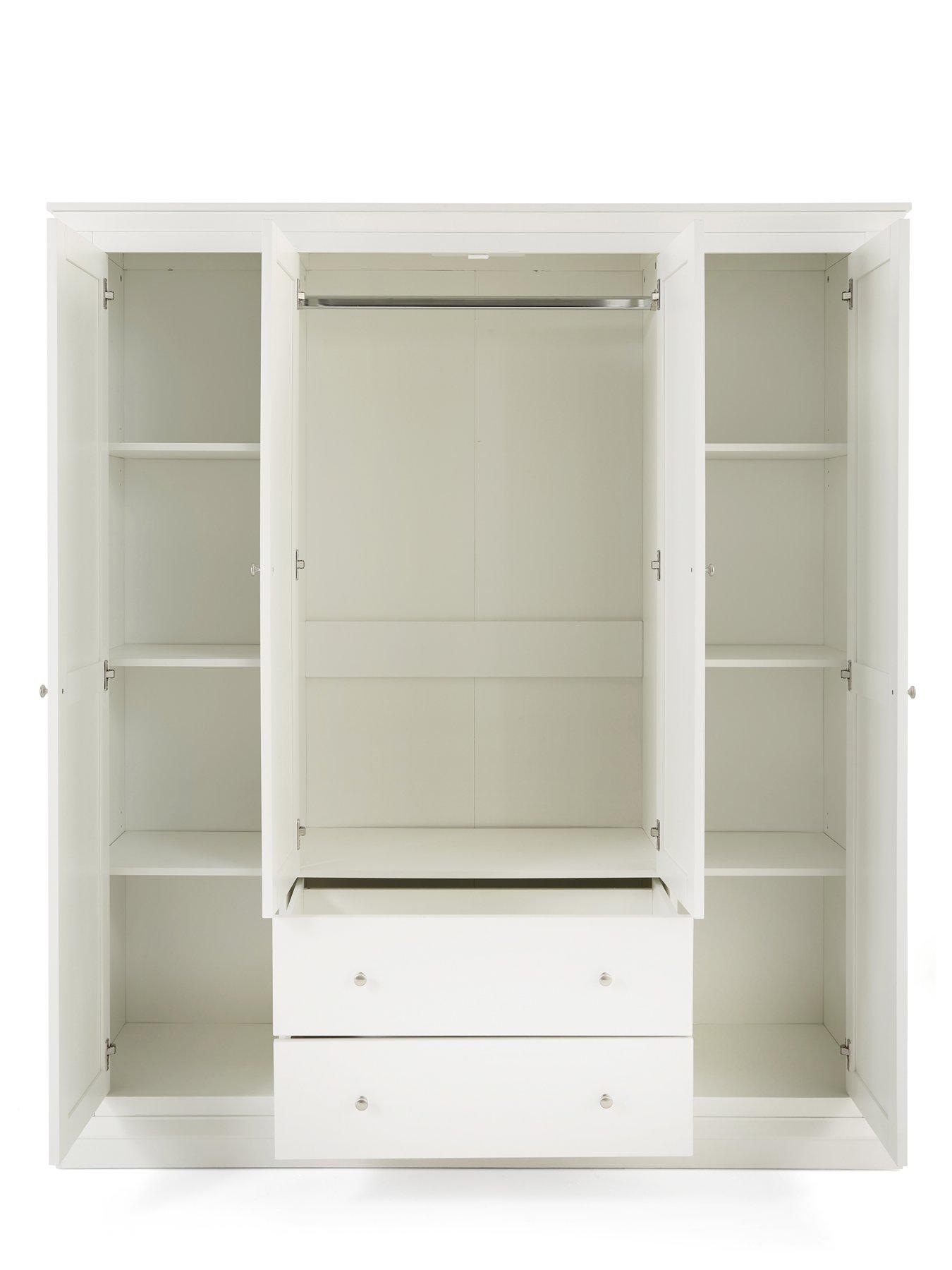 Image 4 of 7 of The Very Collection Hanna 4 Door, 2 Drawer Mirrored Combi Wardrobe - White