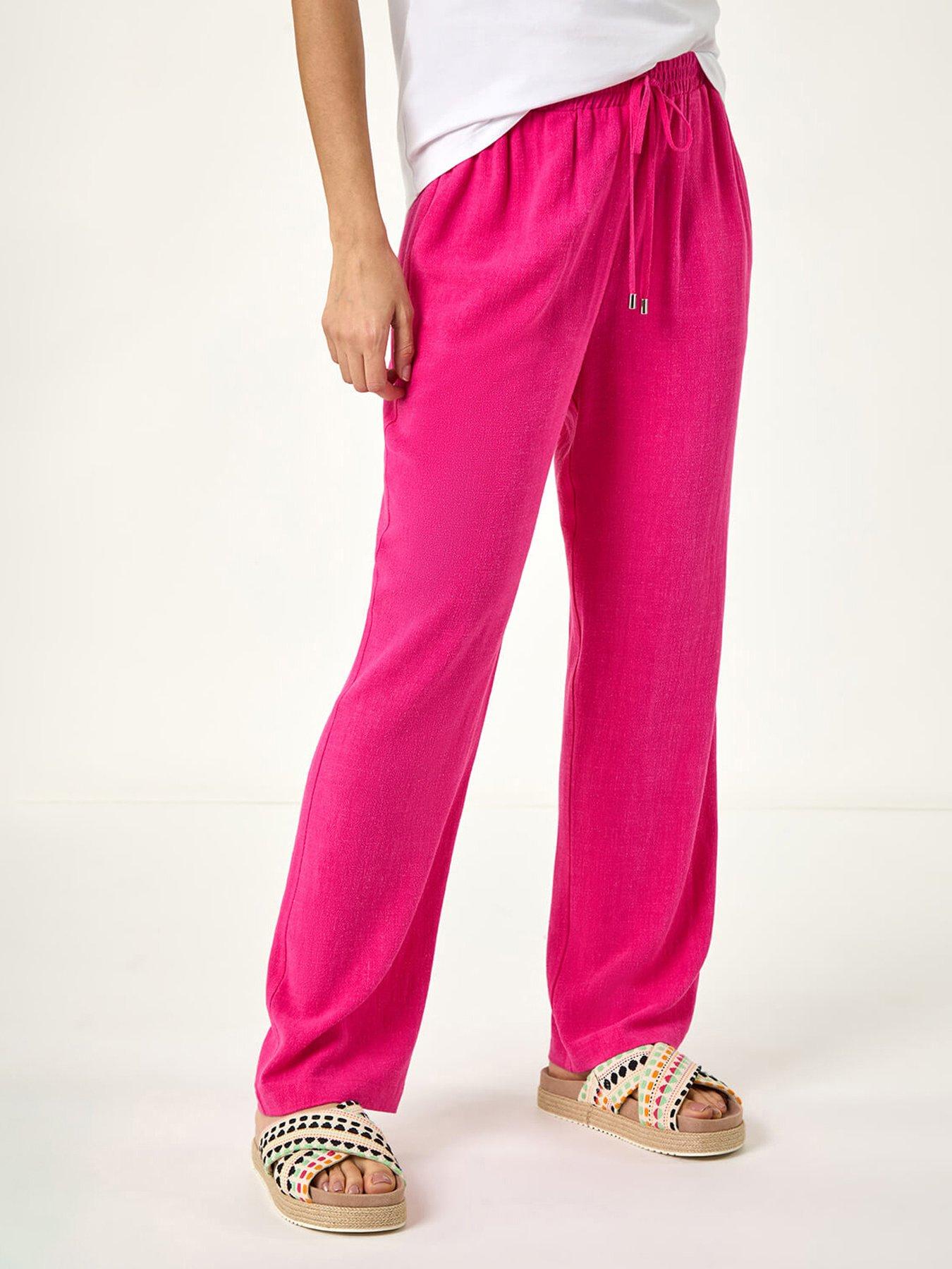 Roman Full Length Linen Trousers - Pink
