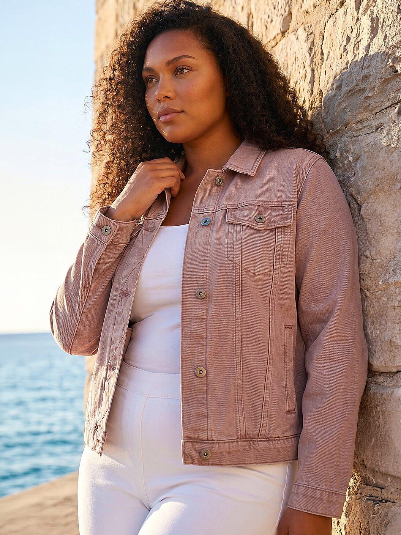 Roman Curve Mid Wash Denim Jacket - Rose