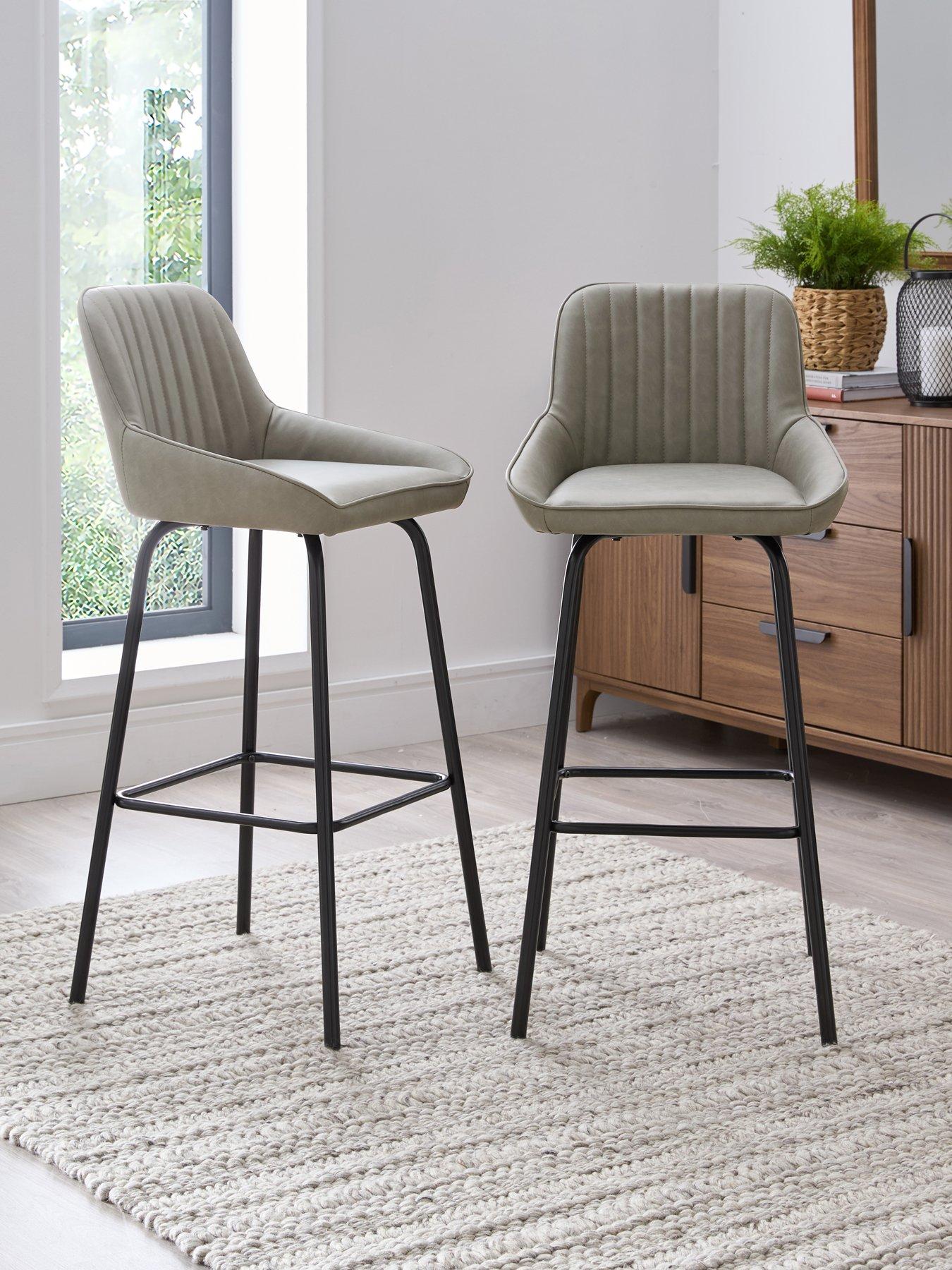 undefined Marlow Pair Of Faux Leather Bar Stools