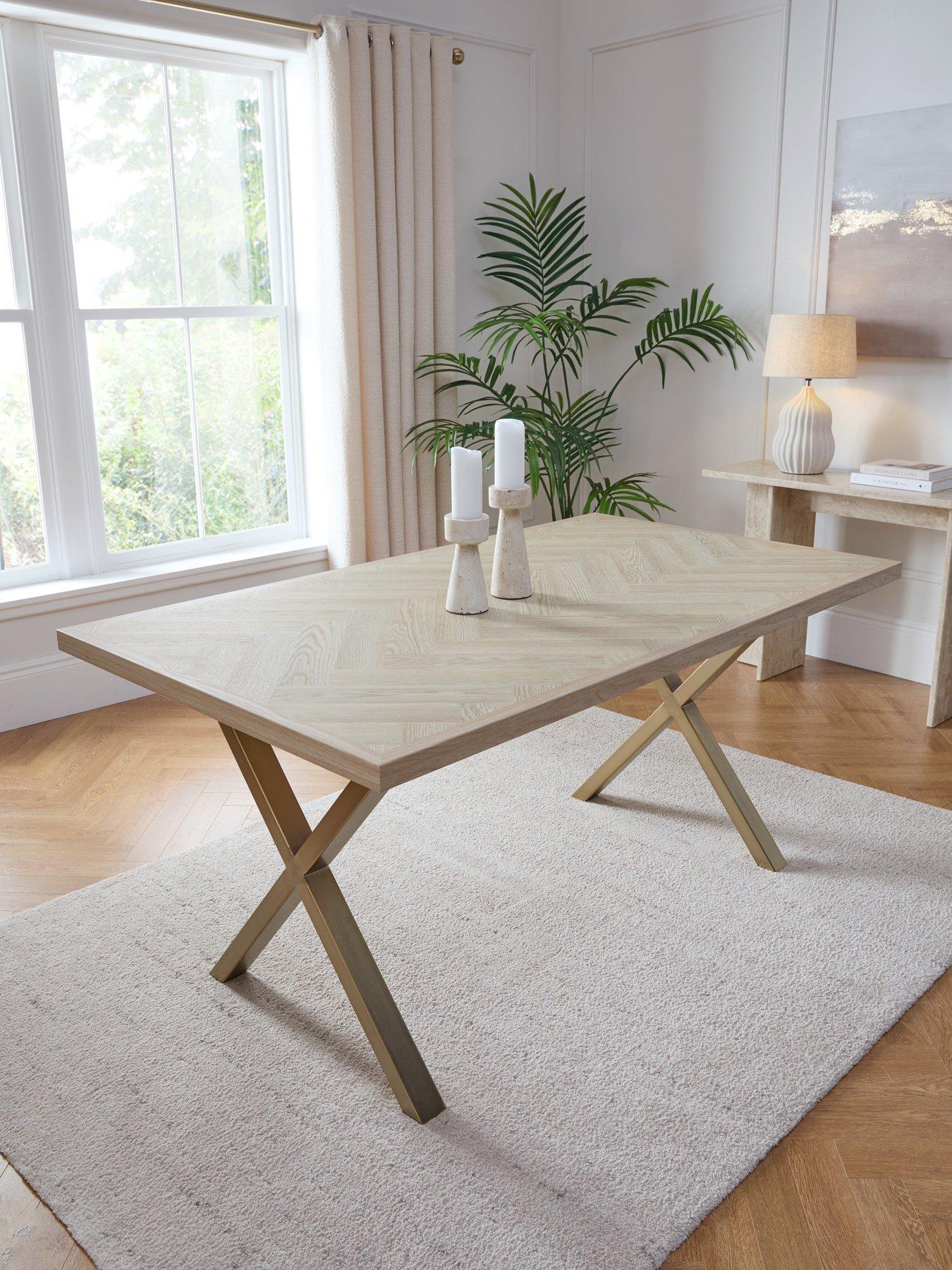 the-very-collection-kaia-160cm-brass-herringbone-dining-table-fscreg-certified