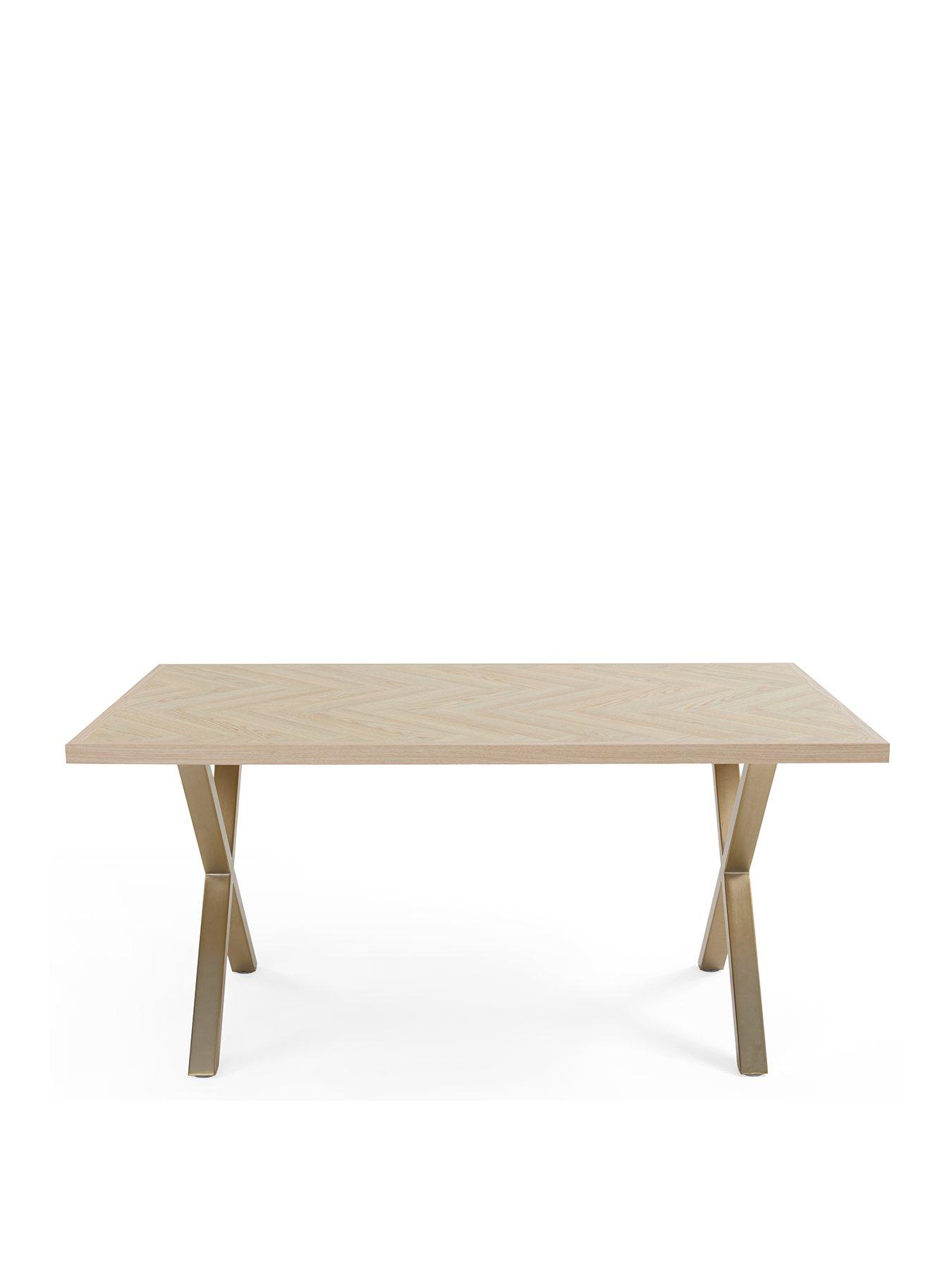 the-very-collection-kaia-160cm-brass-herringbone-dining-table-fscreg-certifiedstillFront