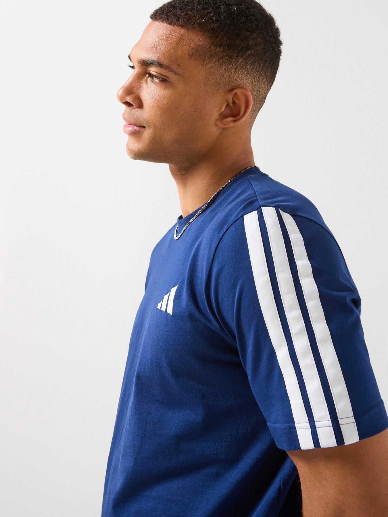 adidas-sportswear-mens-3-stripes-t-shirt-blueoutfit