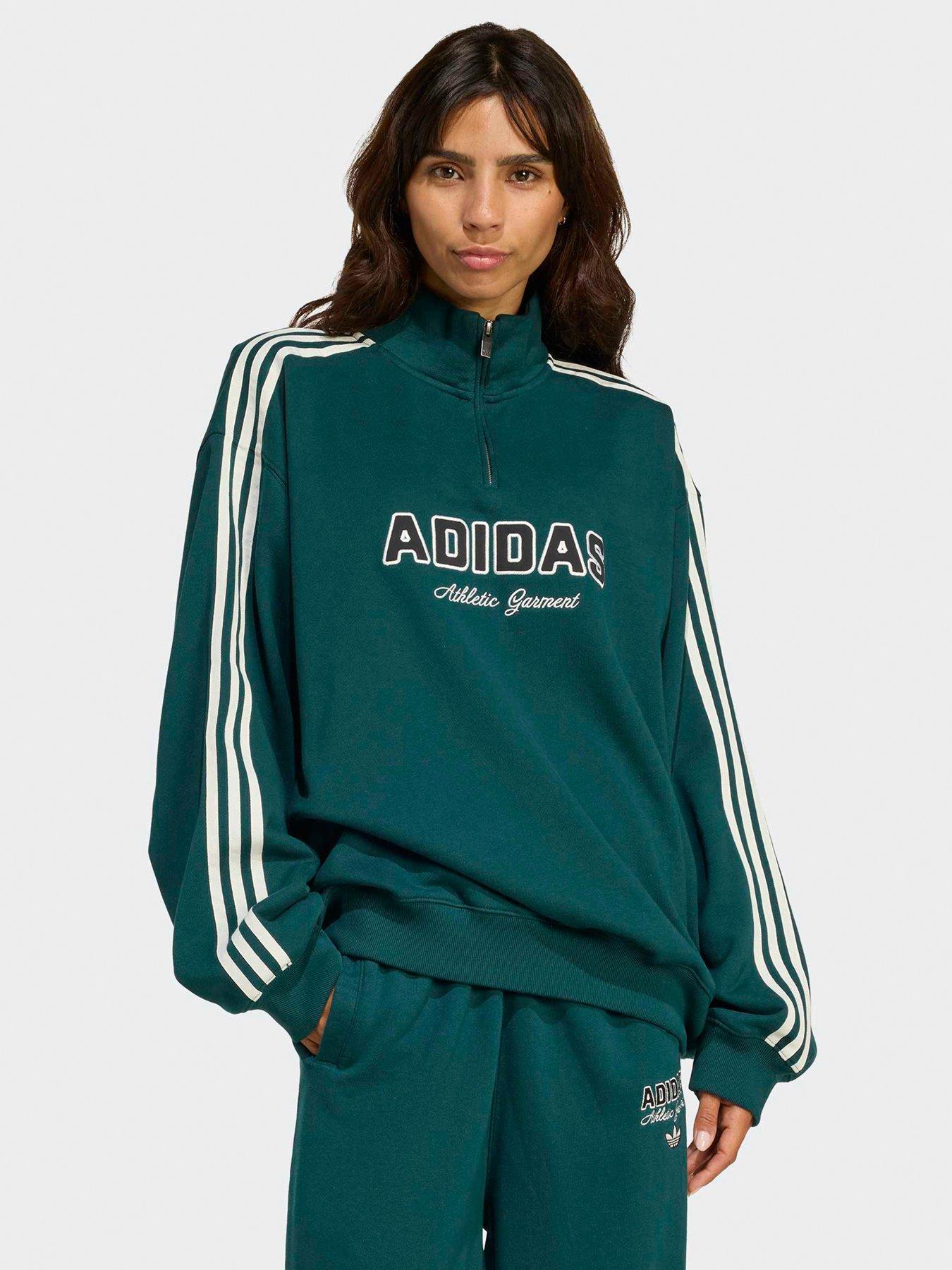 adidas-originals-womens-quarter-zip-sweat-green