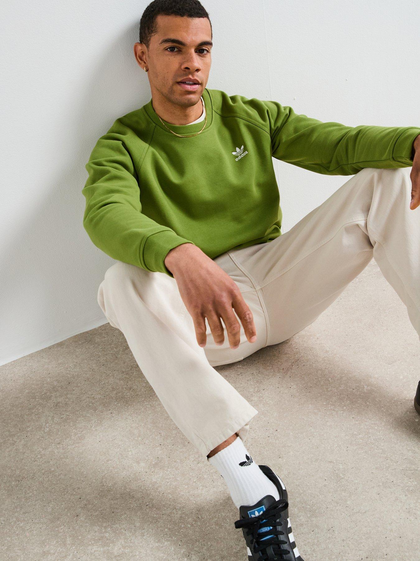 adidas Originals Men's Trefoil Essentials Crew Sweatshirt - Green