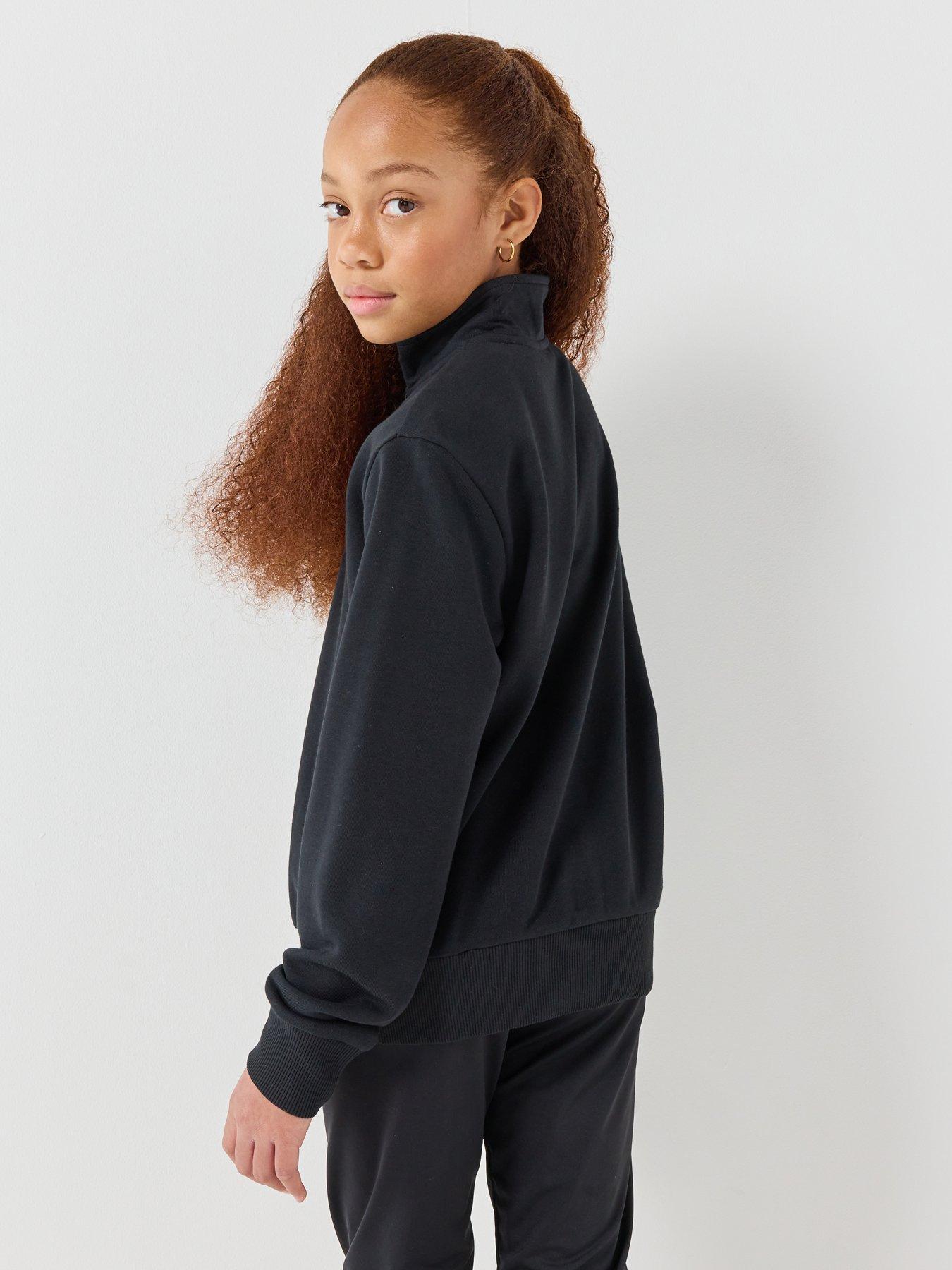 adidas-sportswear-junior-unisex-essentials-half-zip-blackstillFront