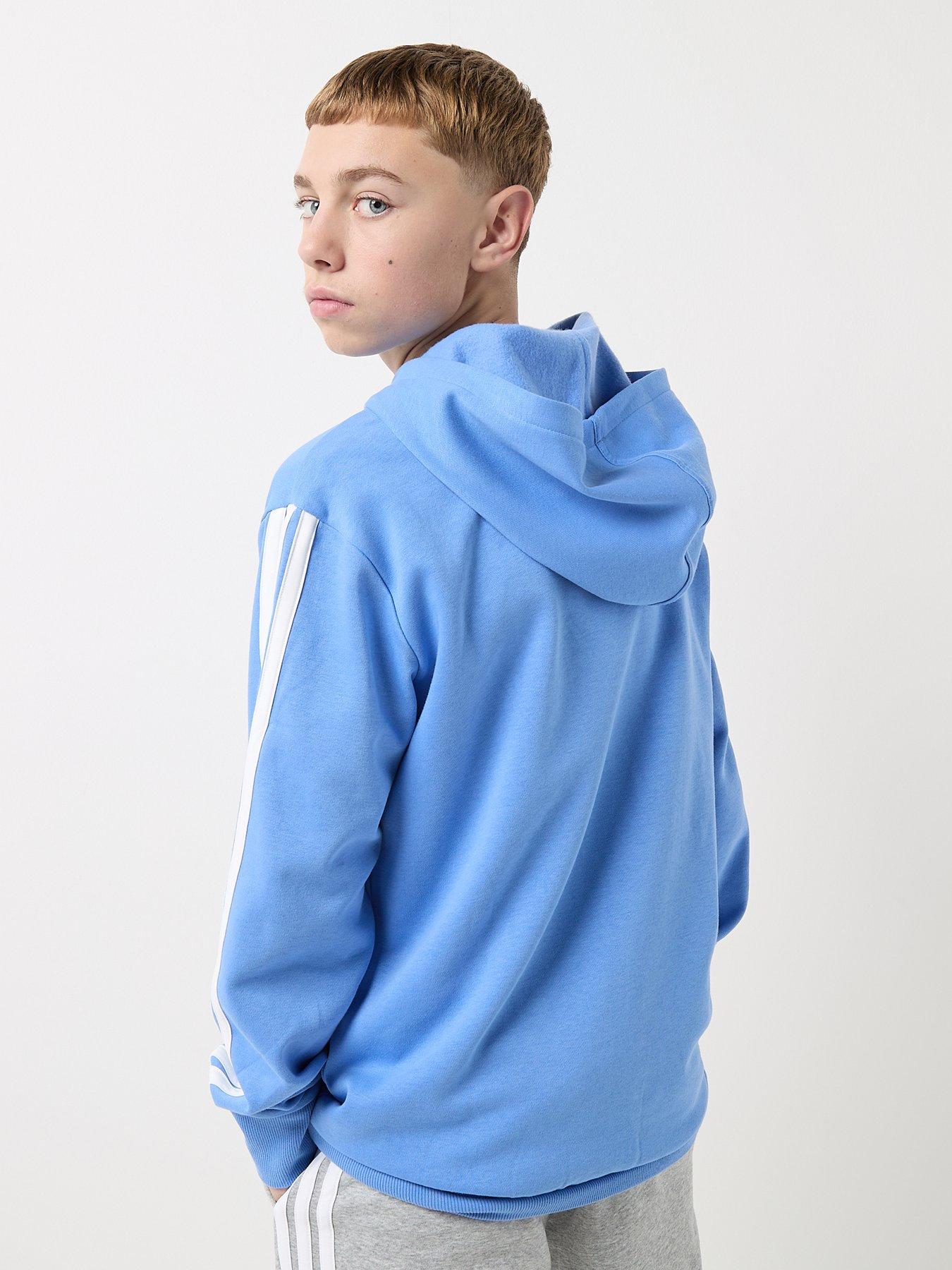 adidas-sportswear-junior-boys-essentials-three-stripe-hoodie--bluestillFront