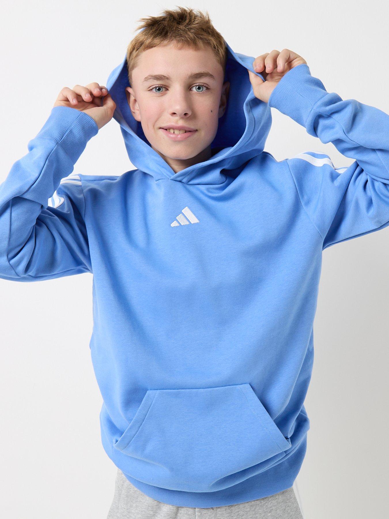 adidas-sportswear-junior-boys-essentials-three-stripe-hoodie--blueoutfit