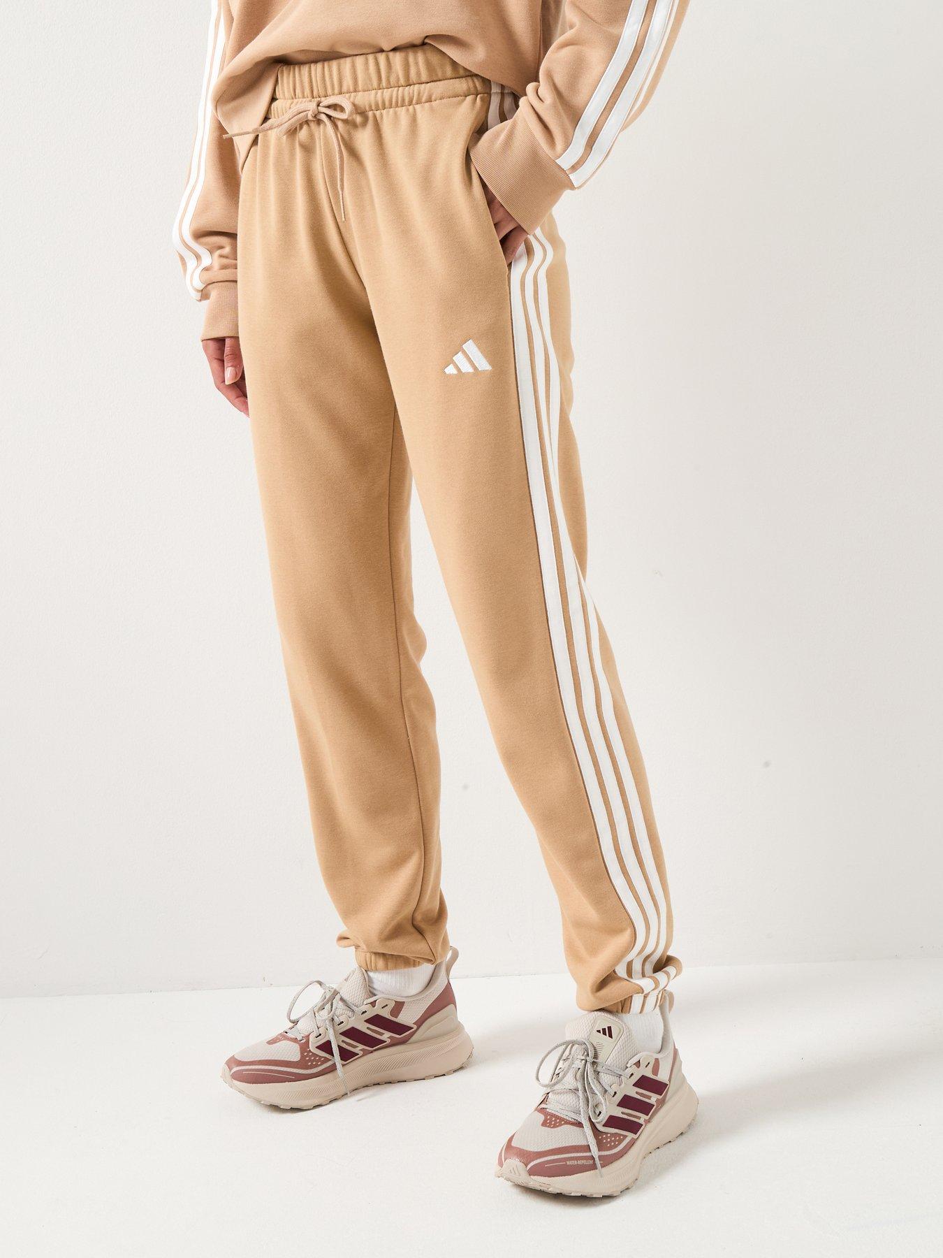 adidas-sportswear-womens-essentials-3-stripes-french-terry-joggers-brown