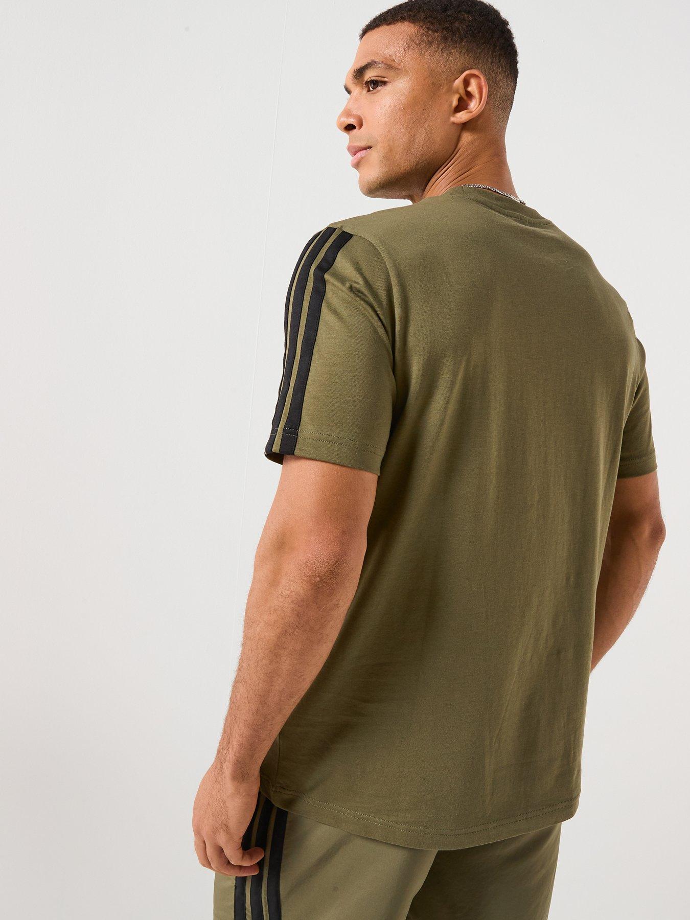 adidas-sportswear-mens-3-stripes-t-shirt-greenstillFront
