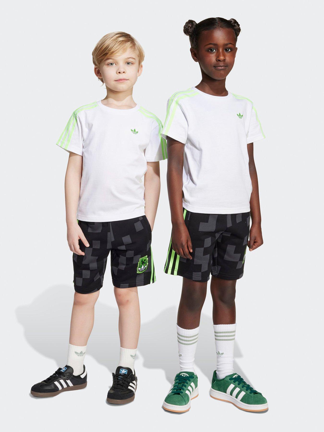 adidas Originals Kids Unisex X Minecraft Shorts And T-Shirt Set - White