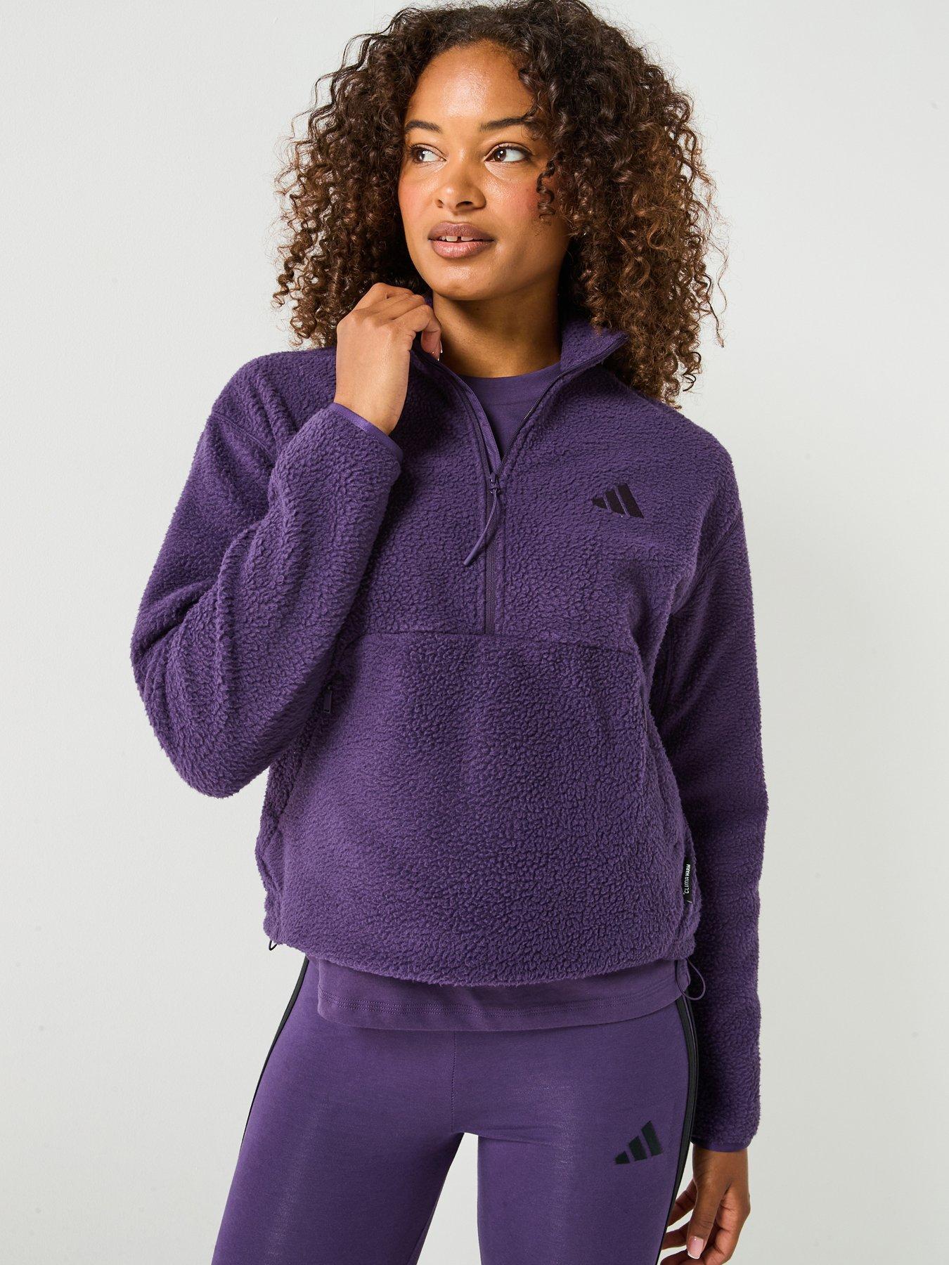 adidas-sportswear-womens-city-tech-high-pile-fleece-half-zip-purple