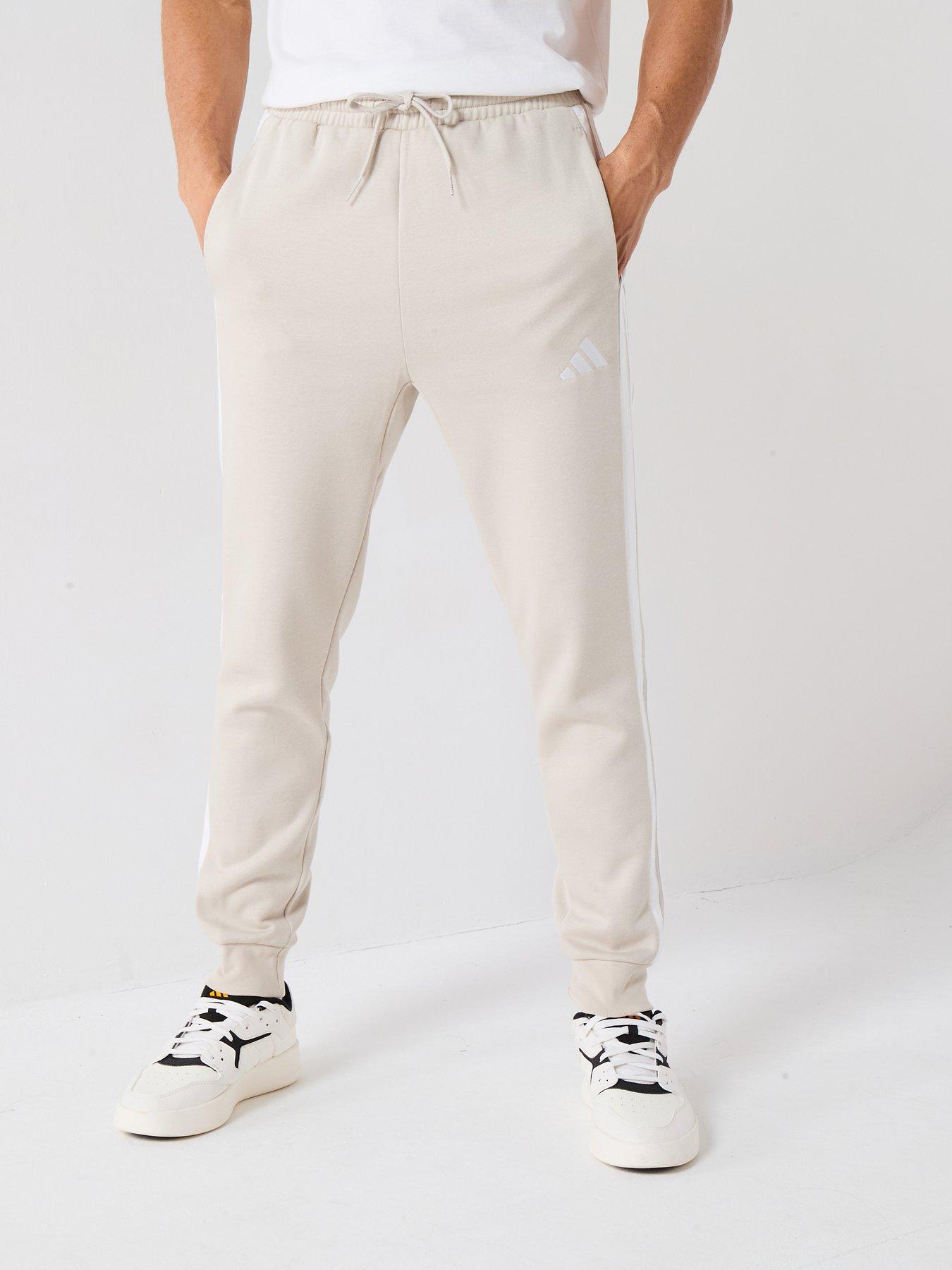 adidas-sportswear-mens-essentials-3-stripes-fleece-joggers-grey