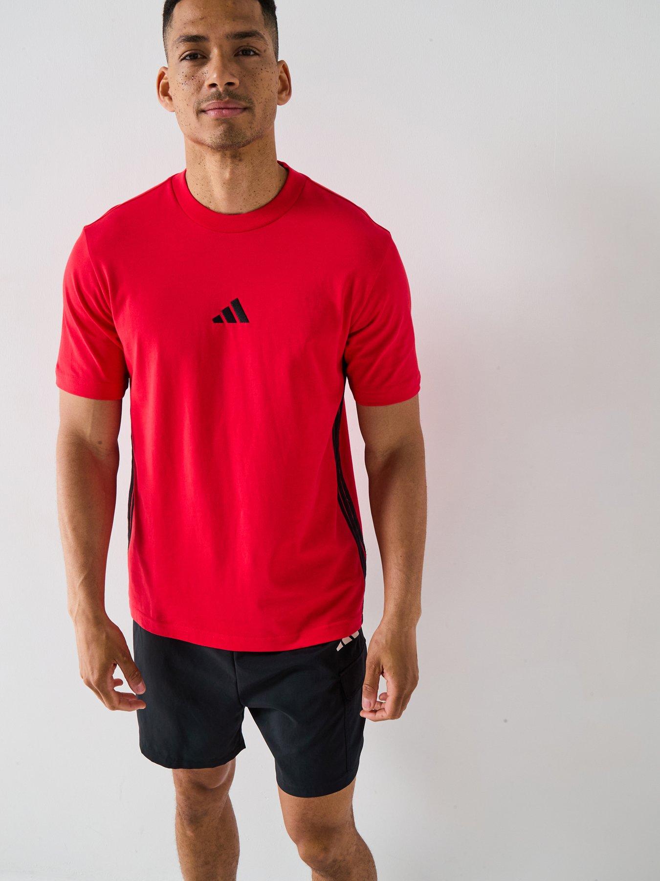 Image 1 of 6 of adidas Sportswear Men's Essentials 3-Stripes T-Shirt - Red