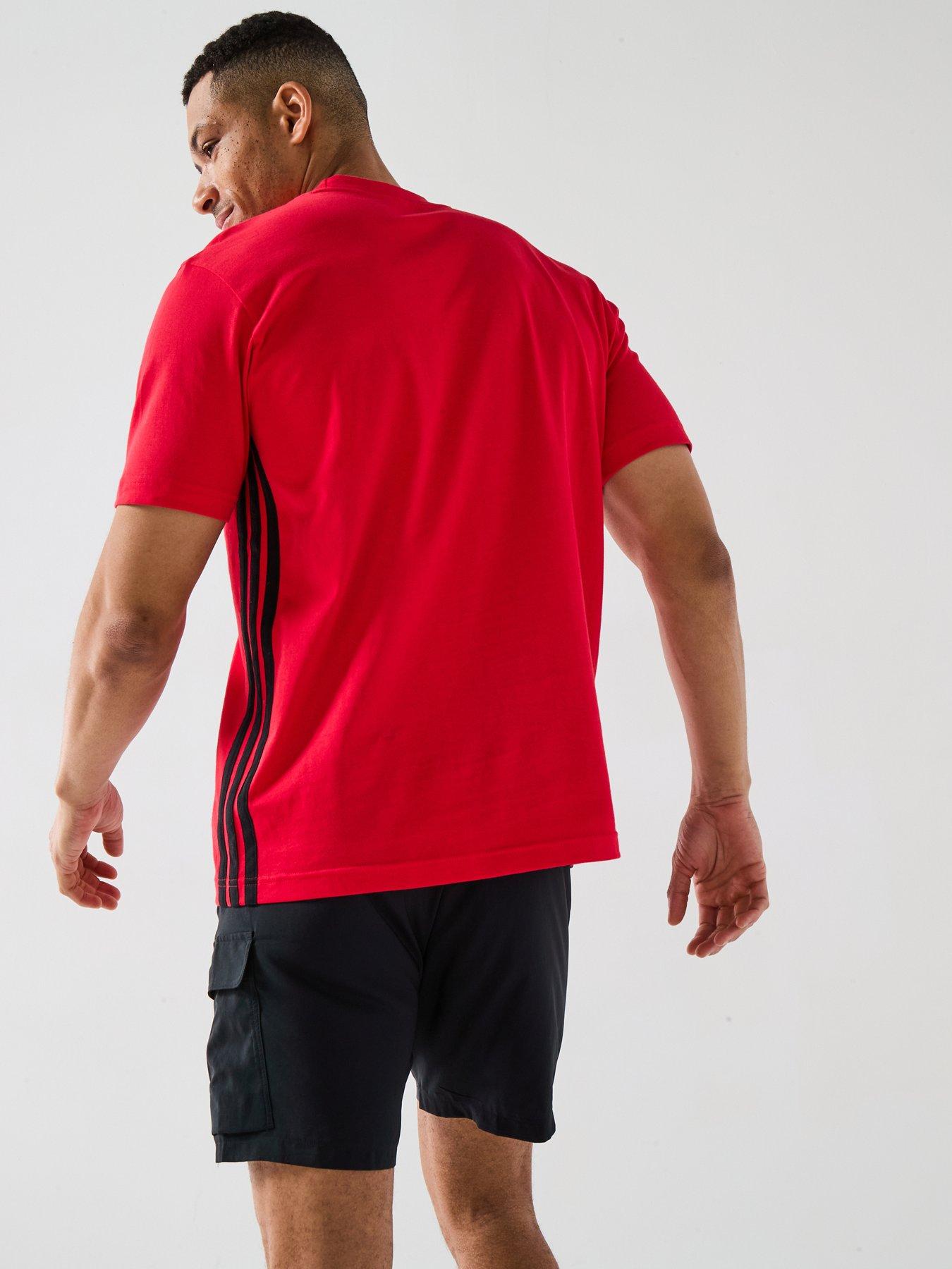 Image 2 of 6 of adidas Sportswear Men's Essentials 3-Stripes T-Shirt - Red