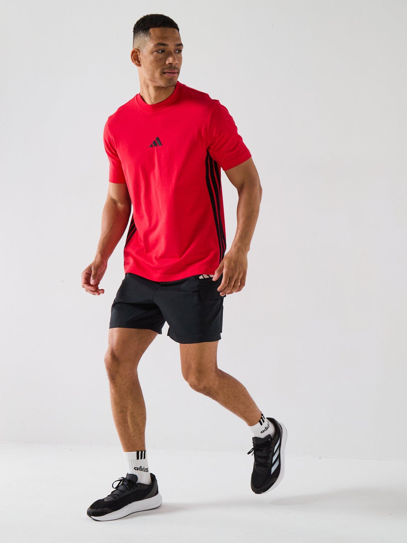 Image 3 of 6 of adidas Sportswear Men's Essentials 3-Stripes T-Shirt - Red