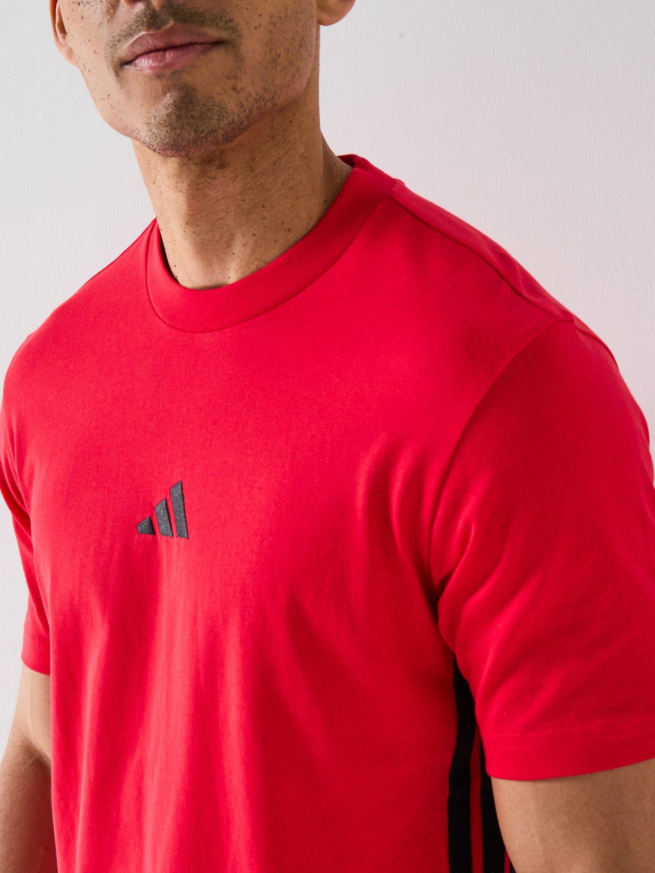Image 4 of 6 of adidas Sportswear Men's Essentials 3-Stripes T-Shirt - Red