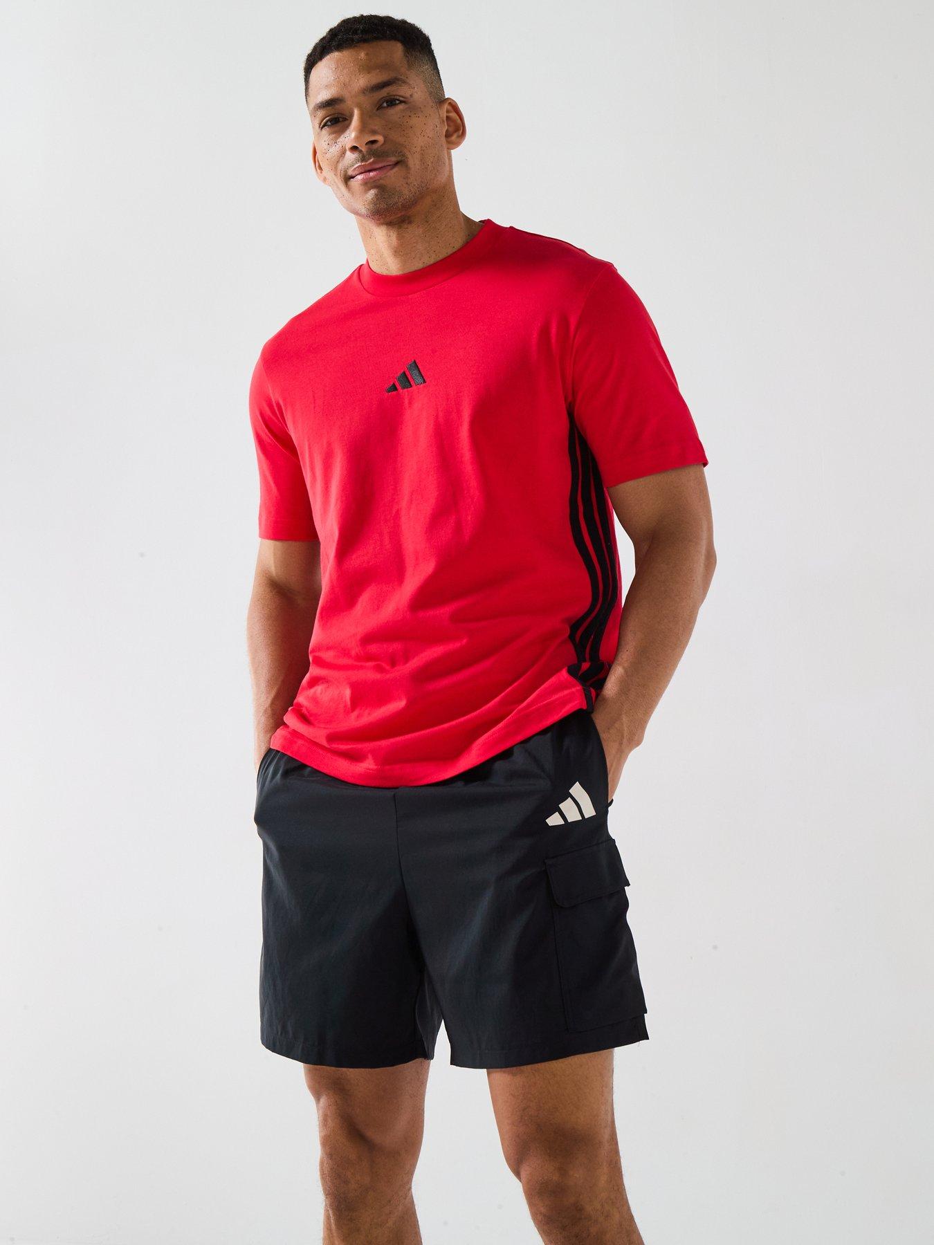 Image 5 of 6 of adidas Sportswear Men's Essentials 3-Stripes T-Shirt - Red