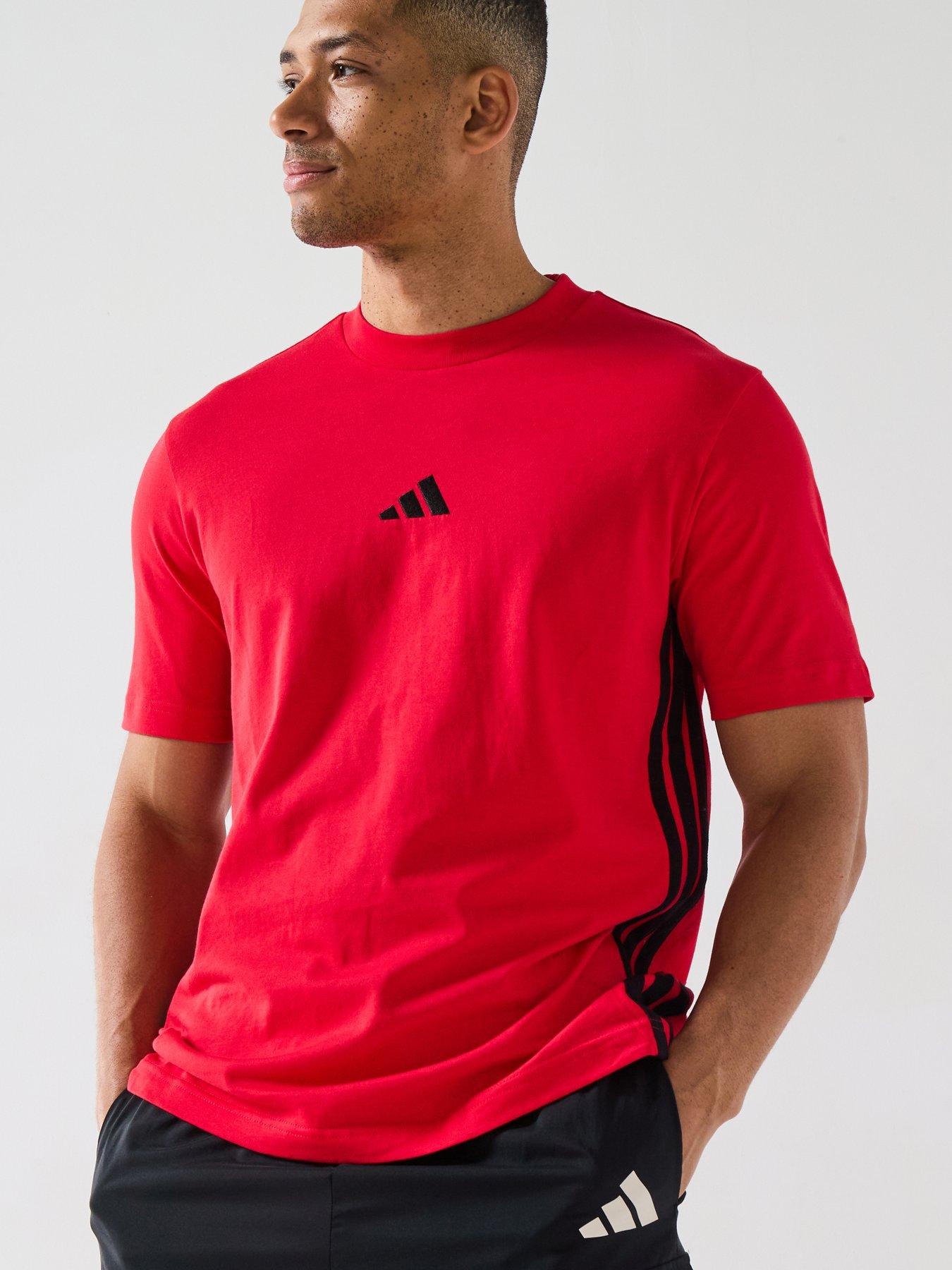 Image 6 of 6 of adidas Sportswear Men's Essentials 3-Stripes T-Shirt - Red