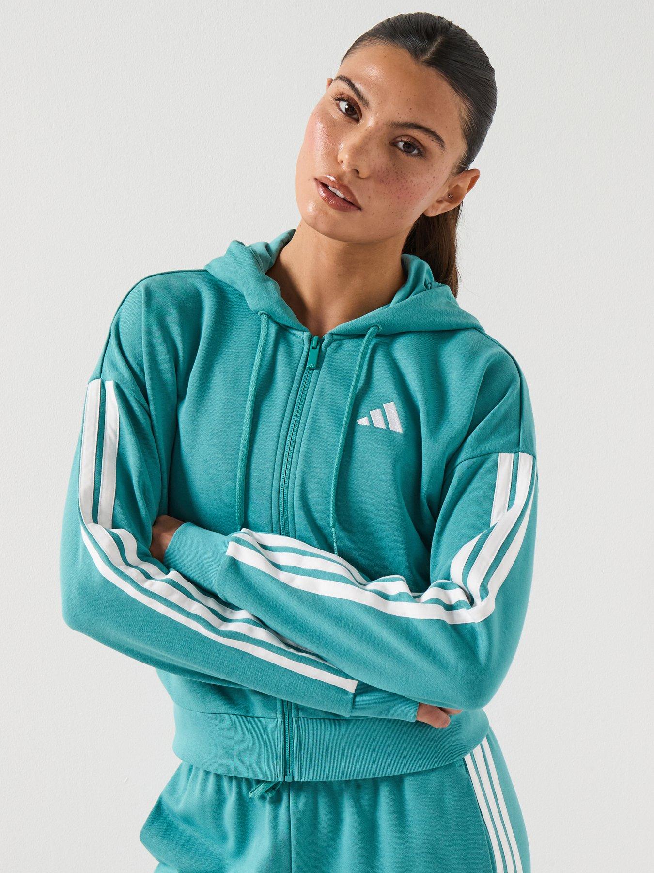 adidas Sportswear Women's Essentials 3-stripes French Terry Full-zip Hoodie - Turquoise