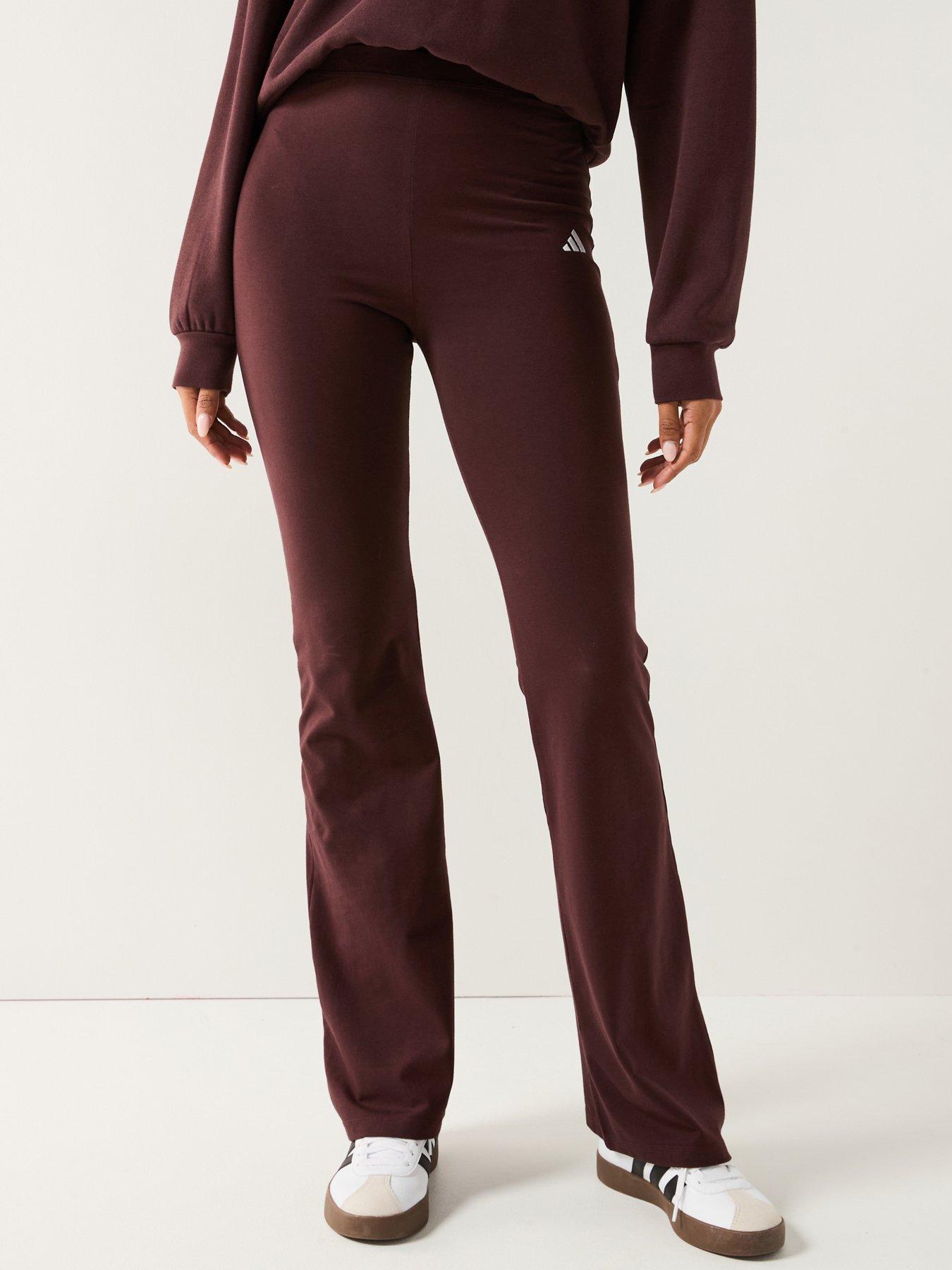 adidas-sportswear-womens-essentials-small-logo-flared-leggings-brown