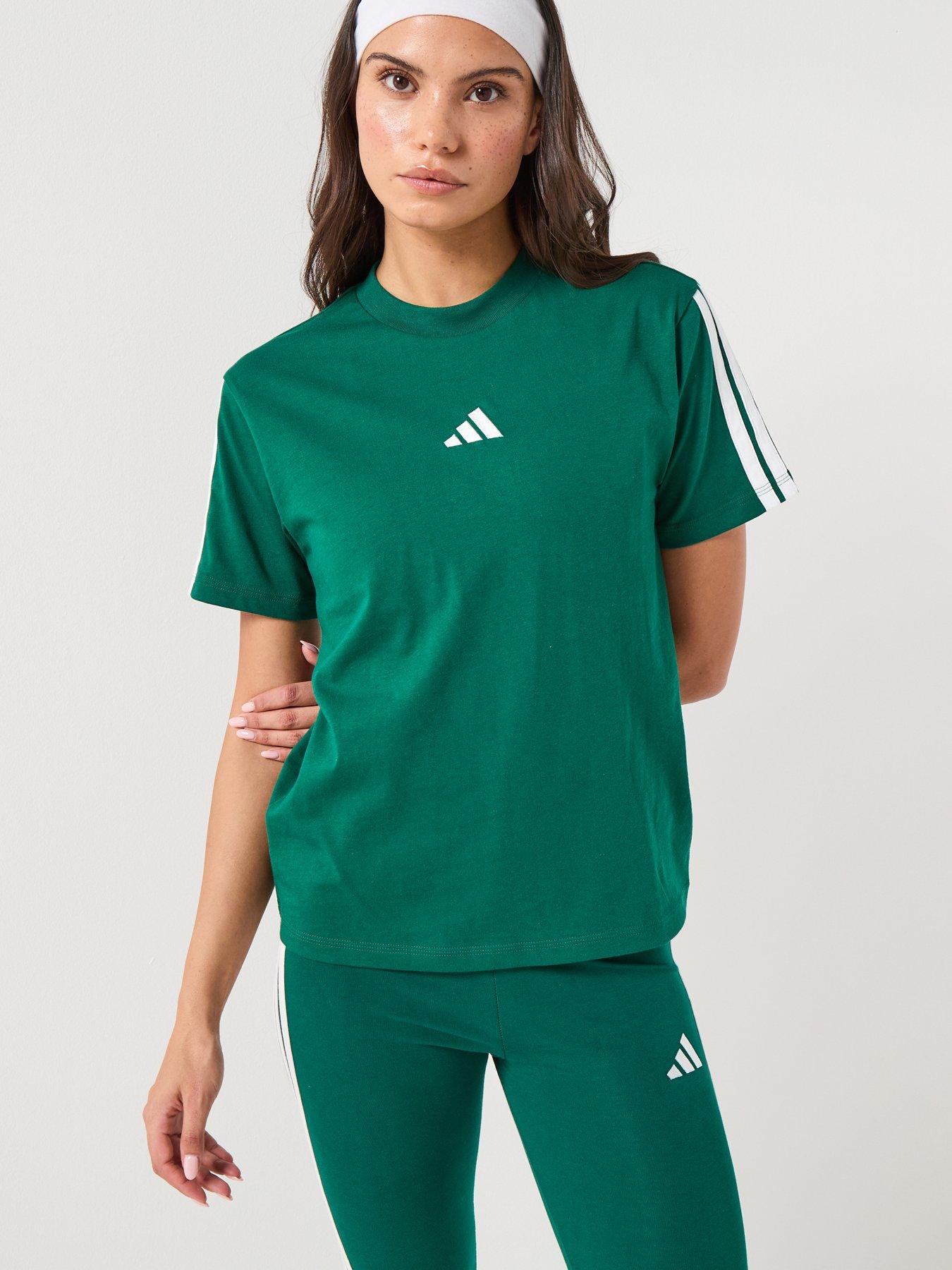 adidas-sportswear-womens-essentials-3-stripes-cotton-t-shirt-greenfront
