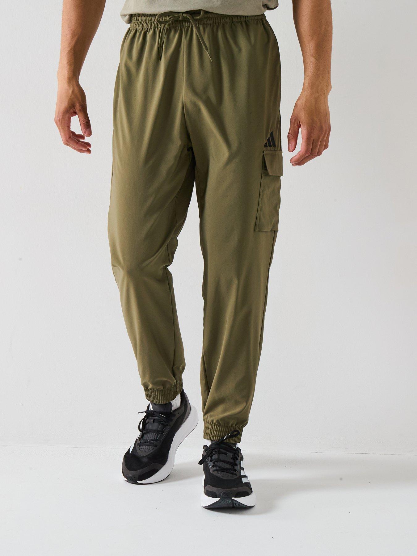 adidas-sportswear-mens-essentials-small-logo-cargo-joggers-green