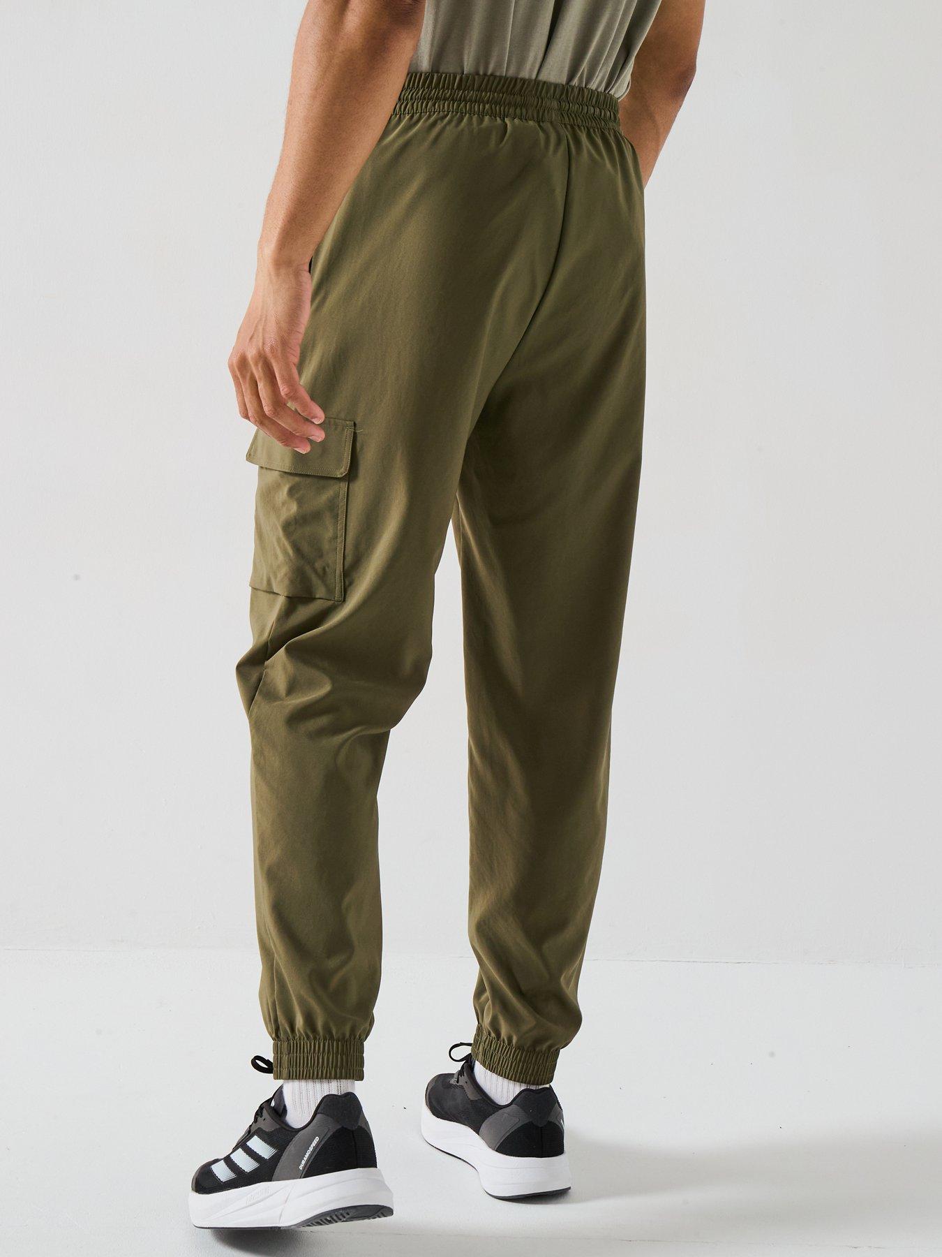 adidas-sportswear-mens-essentials-small-logo-cargo-joggers-greenstillFront