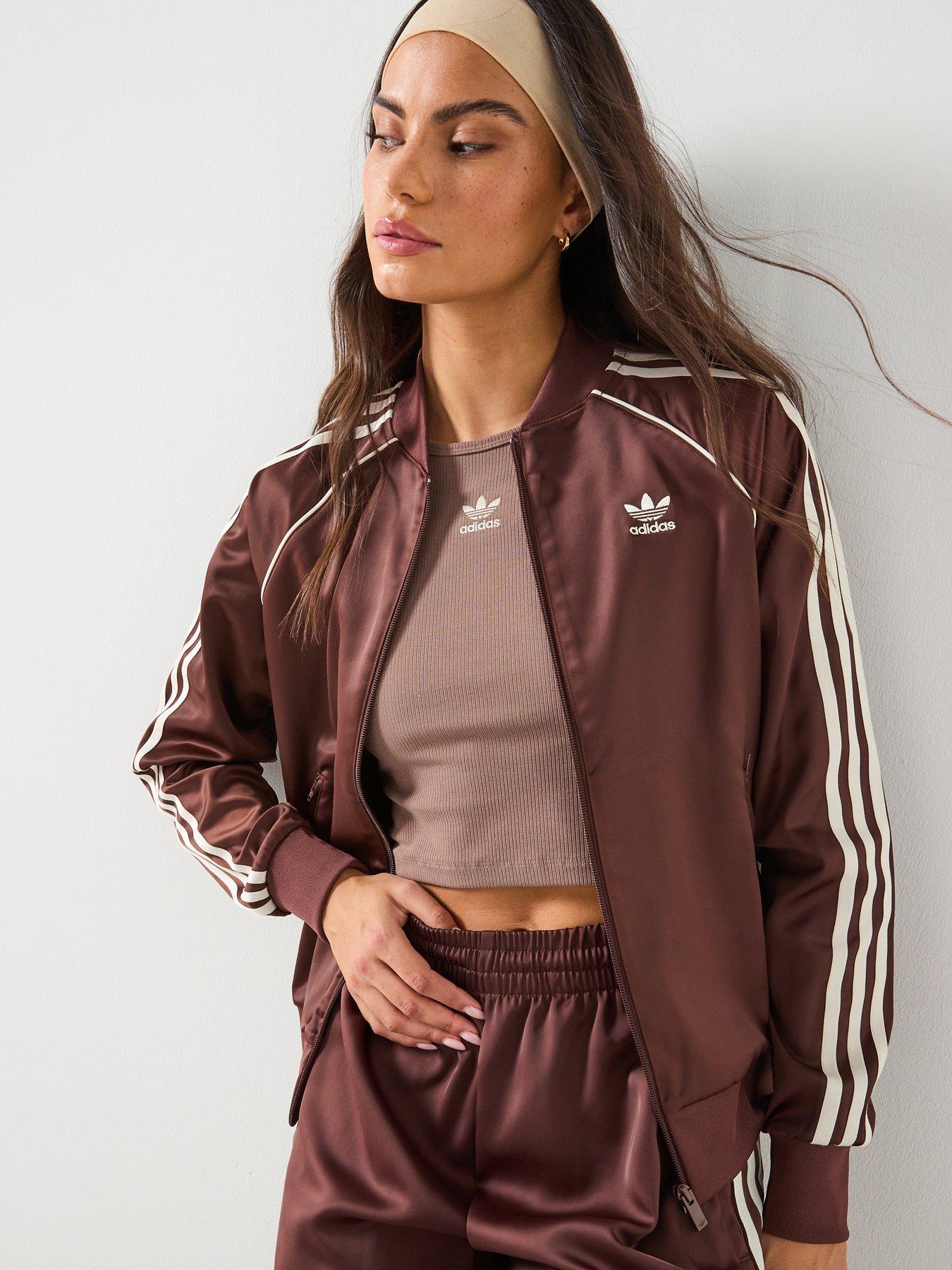adidas Originals Womens Satin Track Top - Brown