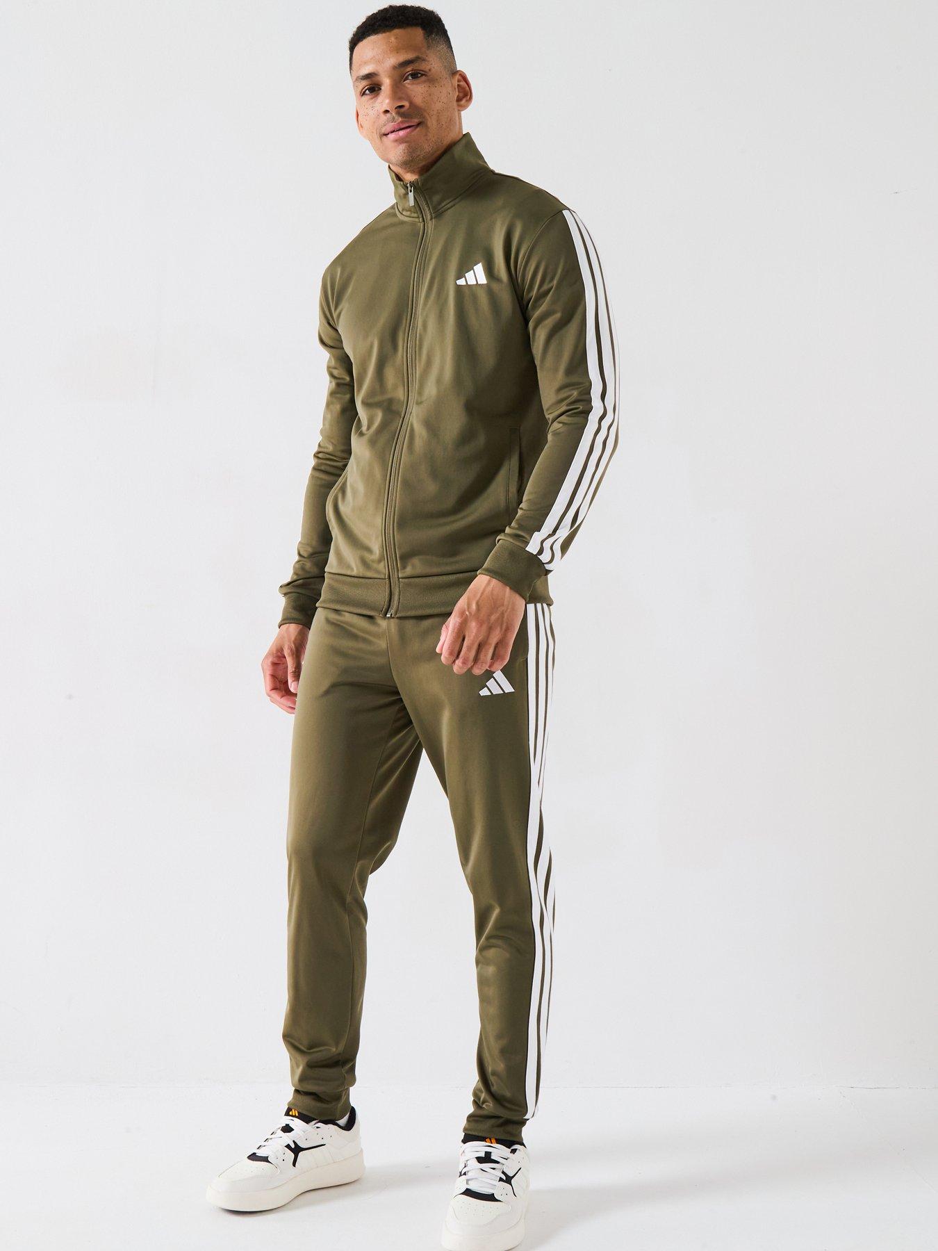 adidas Sportswear Men's Sportswear Basic 3-stripes Tricot Tracksuit - Green