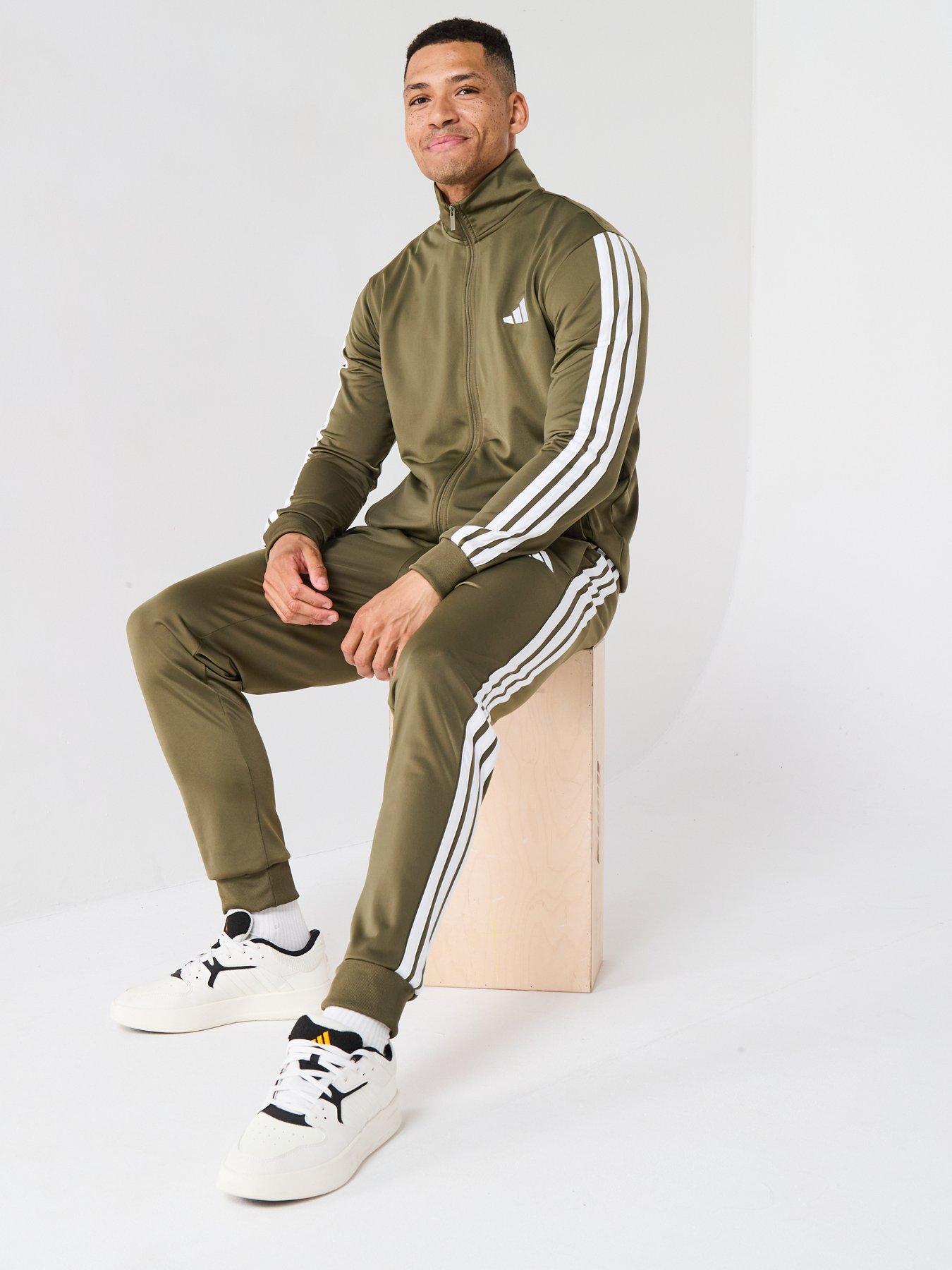 Image 3 of 6 of adidas Sportswear Men's Sportswear Basic 3-stripes Tricot Tracksuit - Green