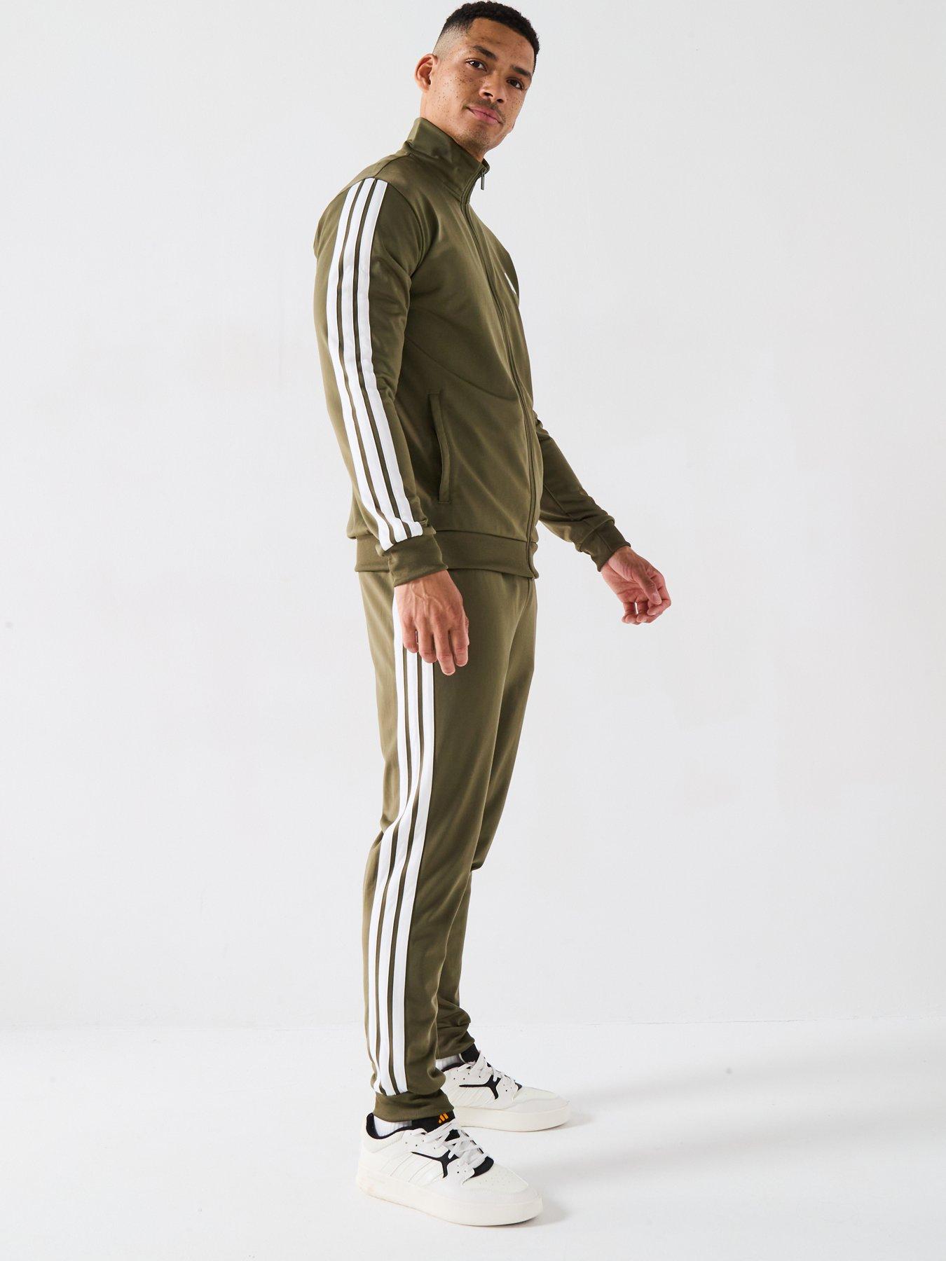 Image 4 of 6 of adidas Sportswear Men's Sportswear Basic 3-stripes Tricot Tracksuit - Green