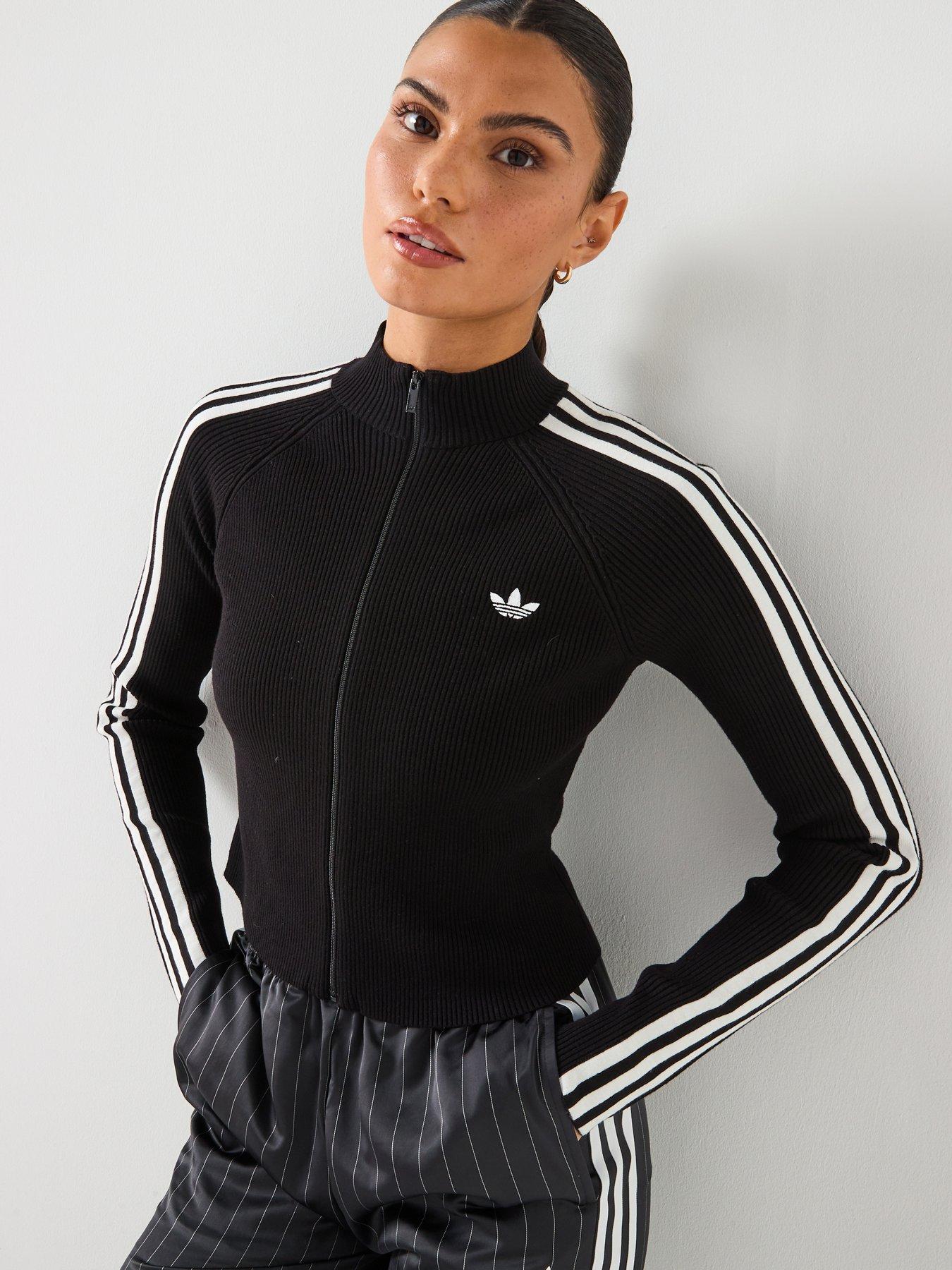 adidas Originals Women's Adicolor 3 Stripes Slim Knit Track Top - Black