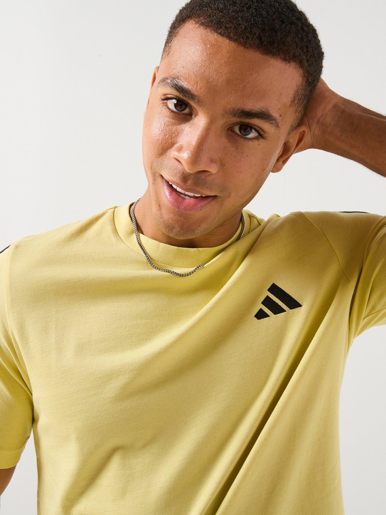 adidas-sportswear-mens-3-stripes-t-shirt-yellowoutfit